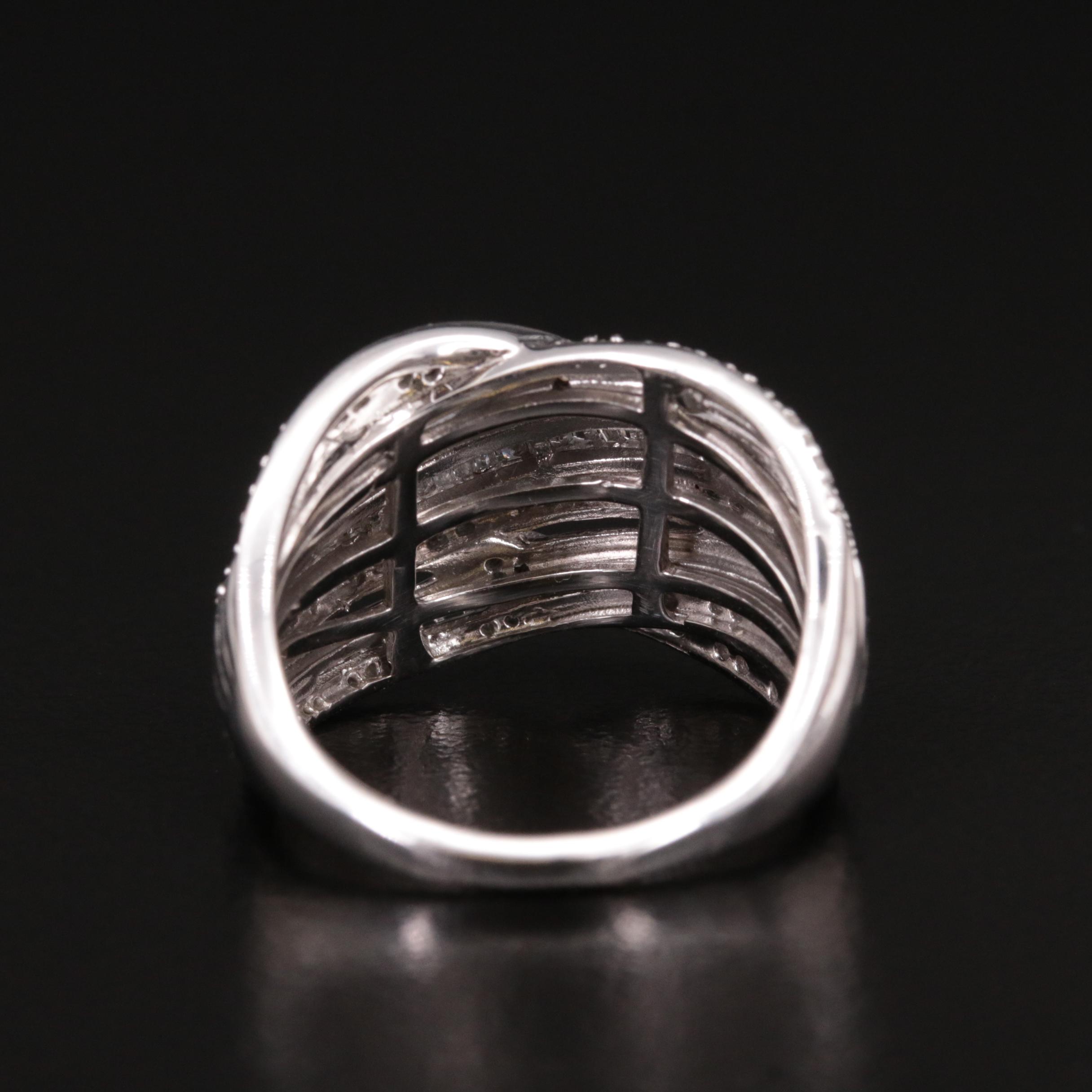 Sterling and Diamond Crossover Ring