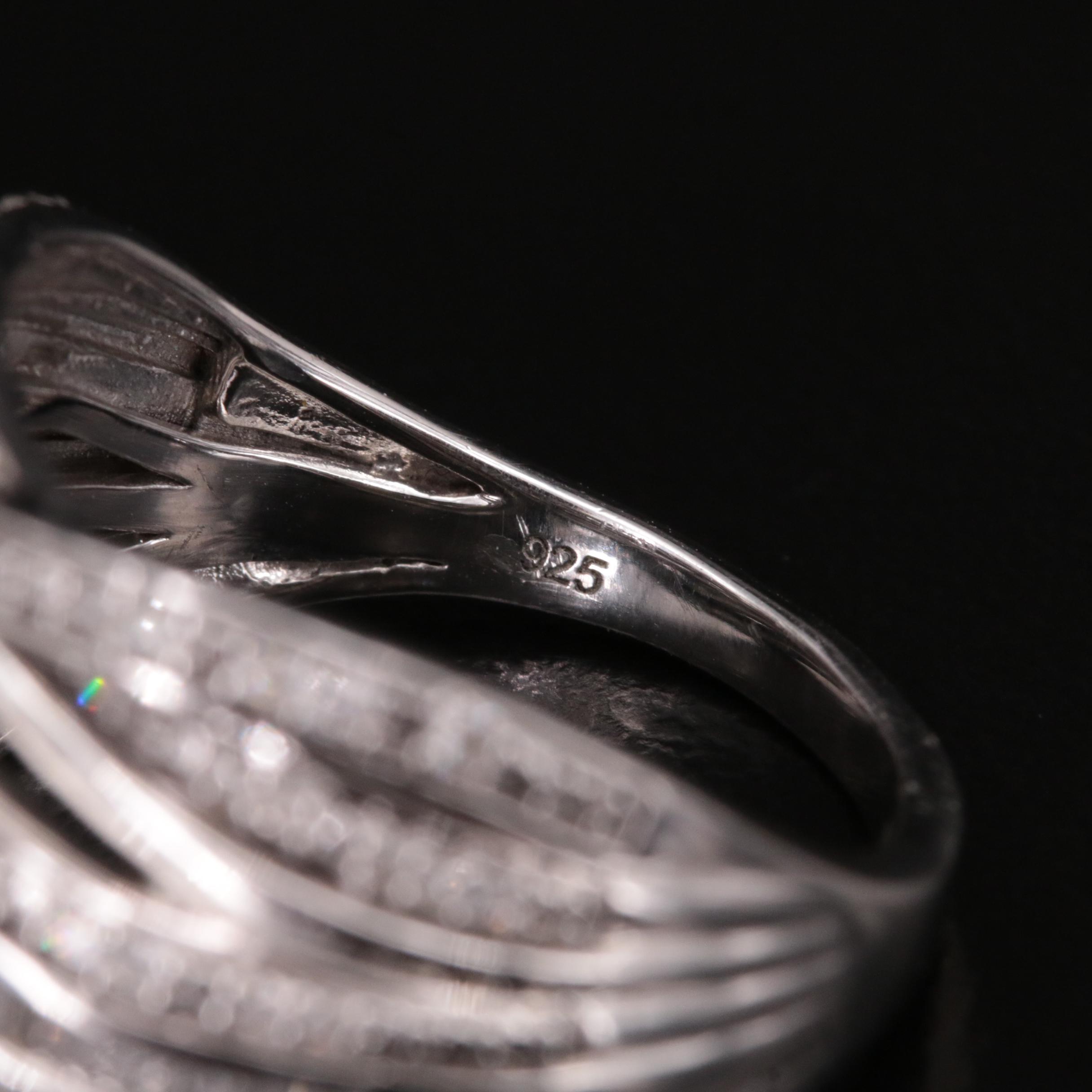 Sterling and Diamond Crossover Ring