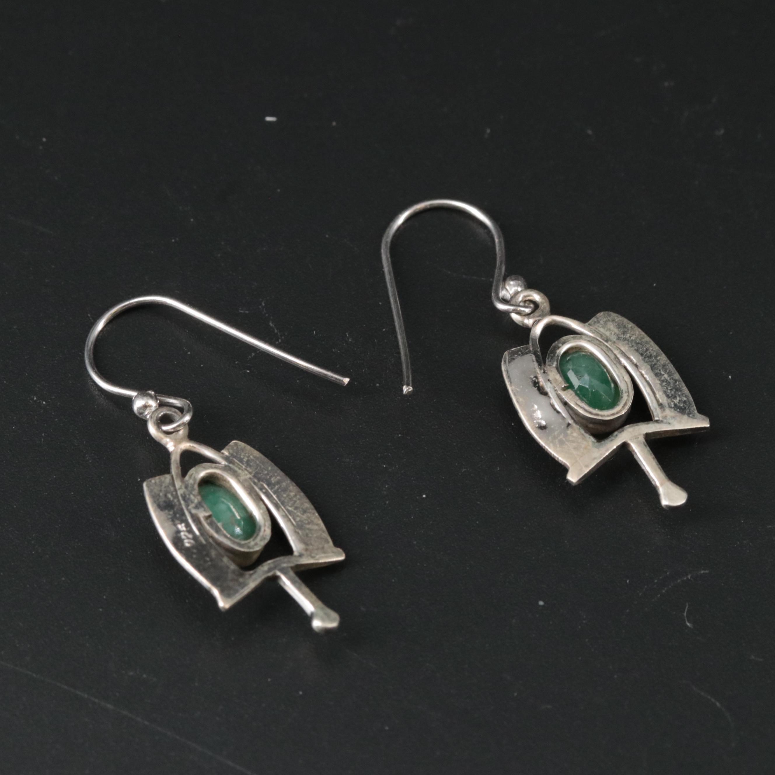 Sterling Emerald Dangle Earrings
