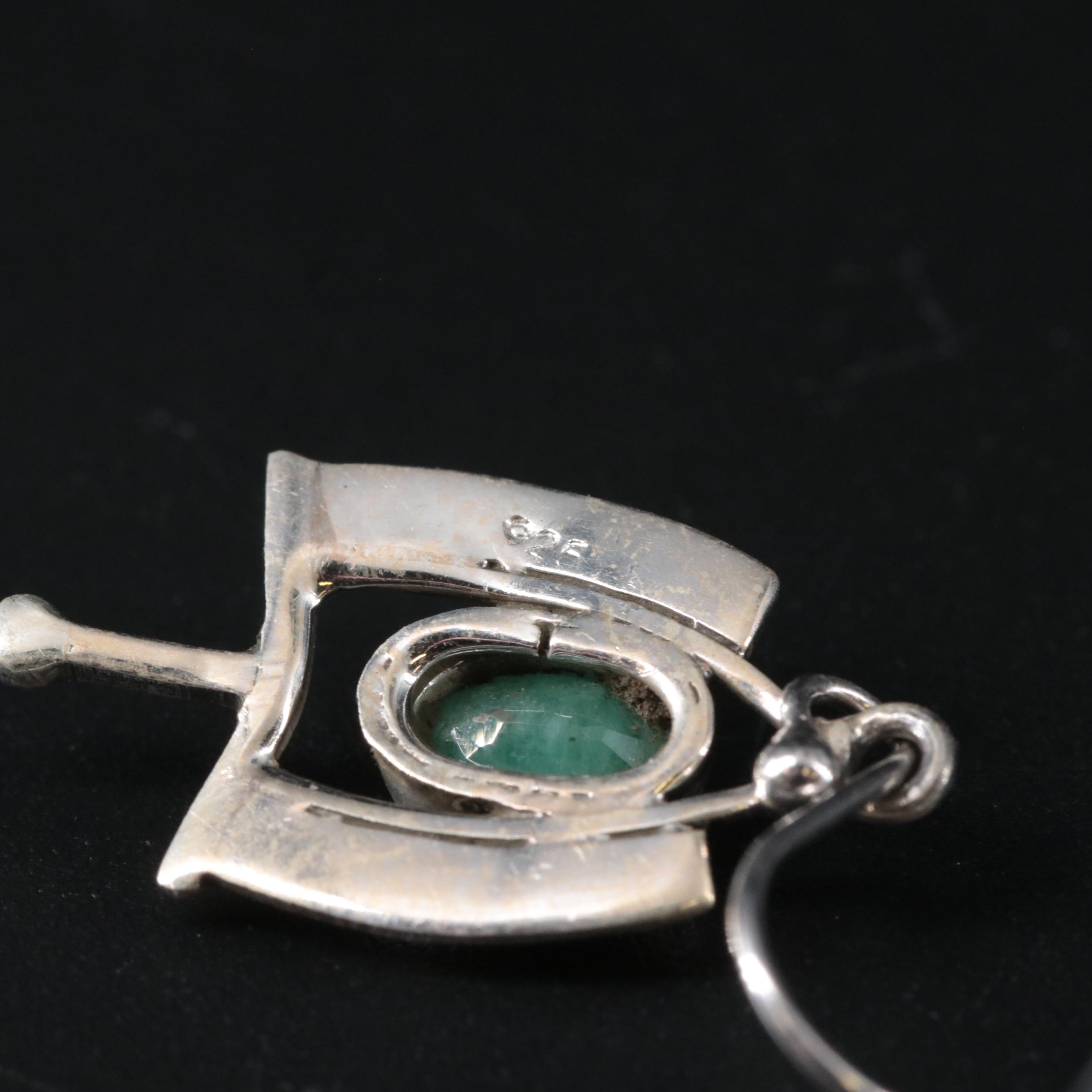 Sterling Emerald Dangle Earrings