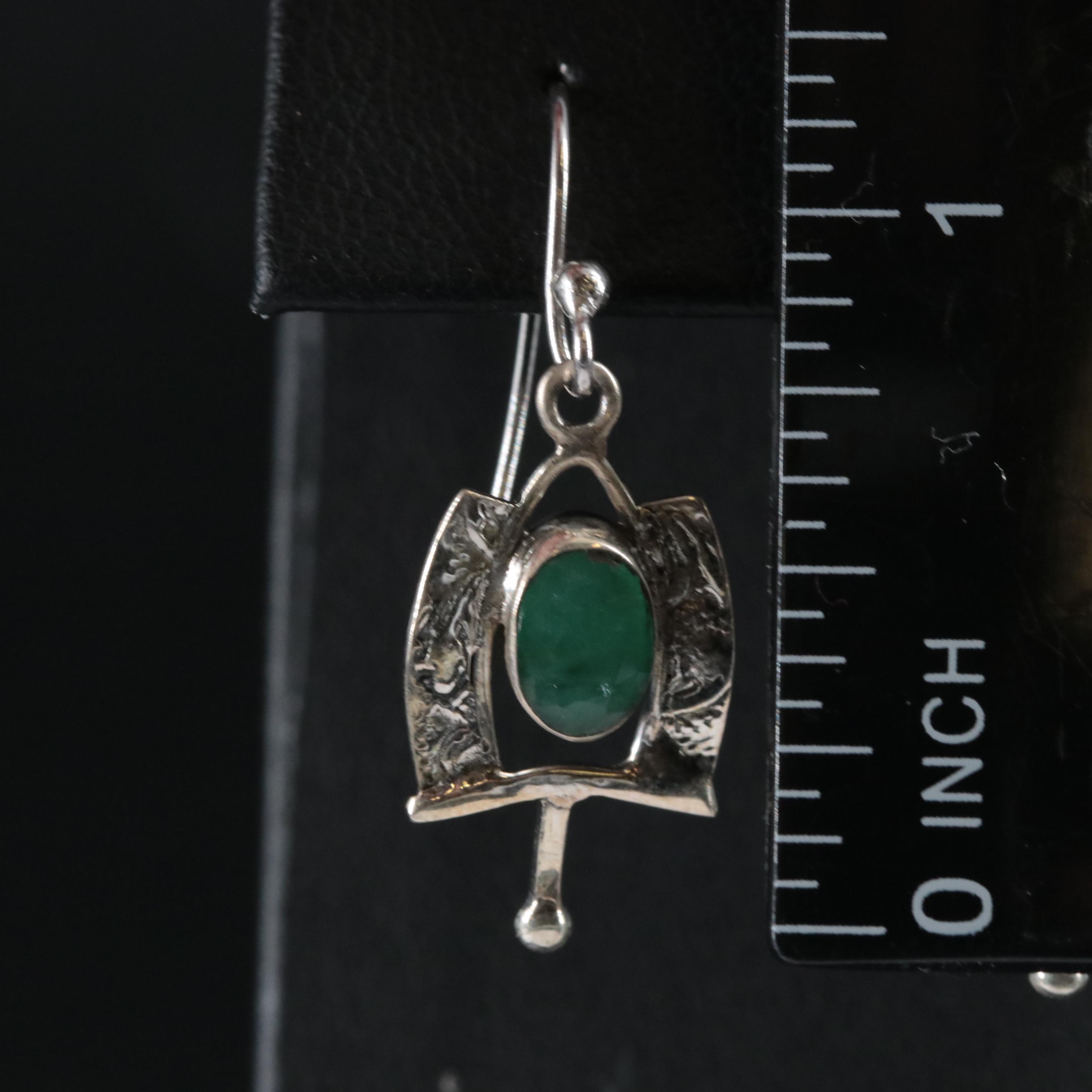 Sterling Emerald Dangle Earrings