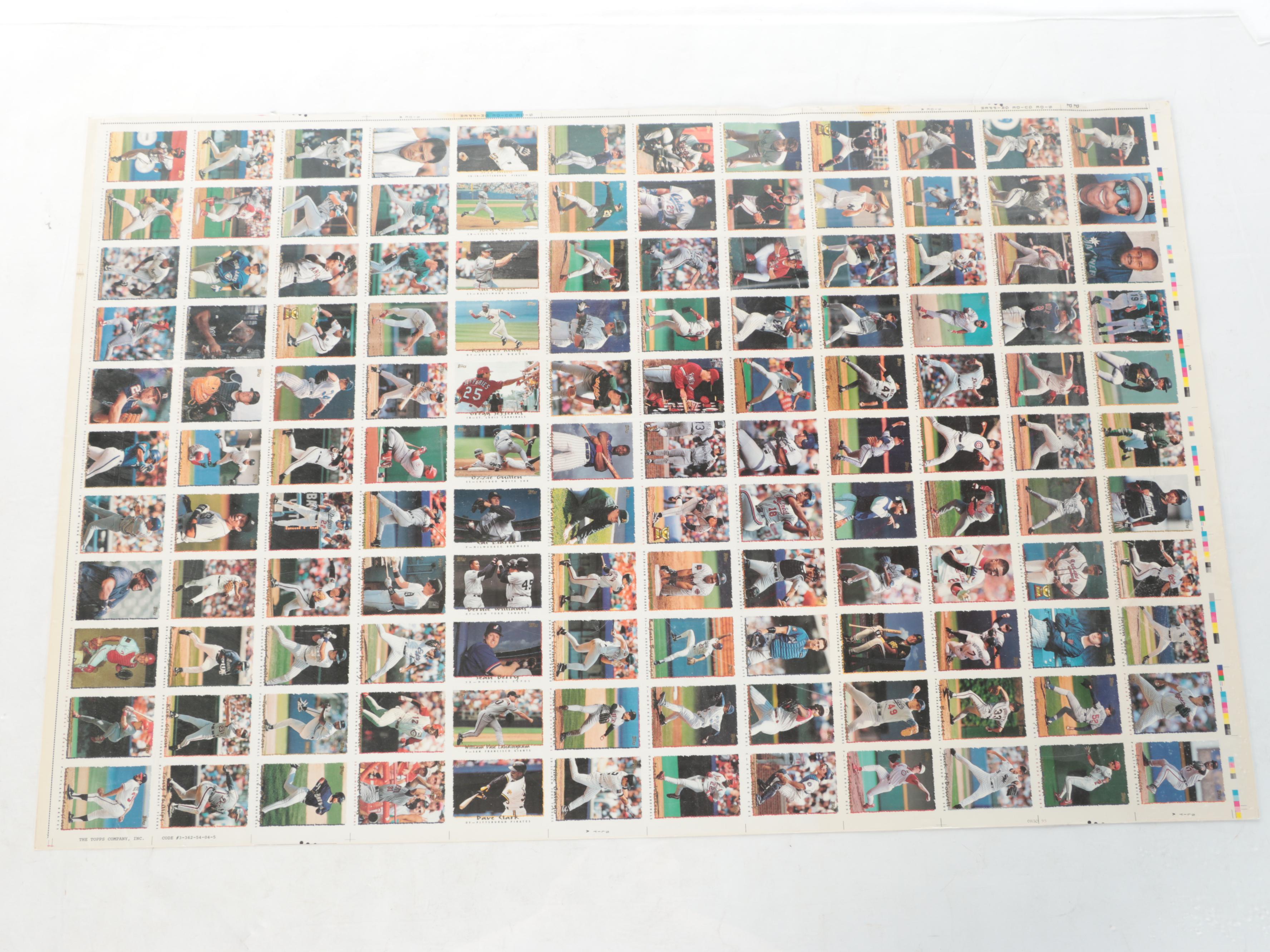 1995 Topps Proof Uncut Baseball Card Sheet, Wheaties 75 Years Framed Poster
