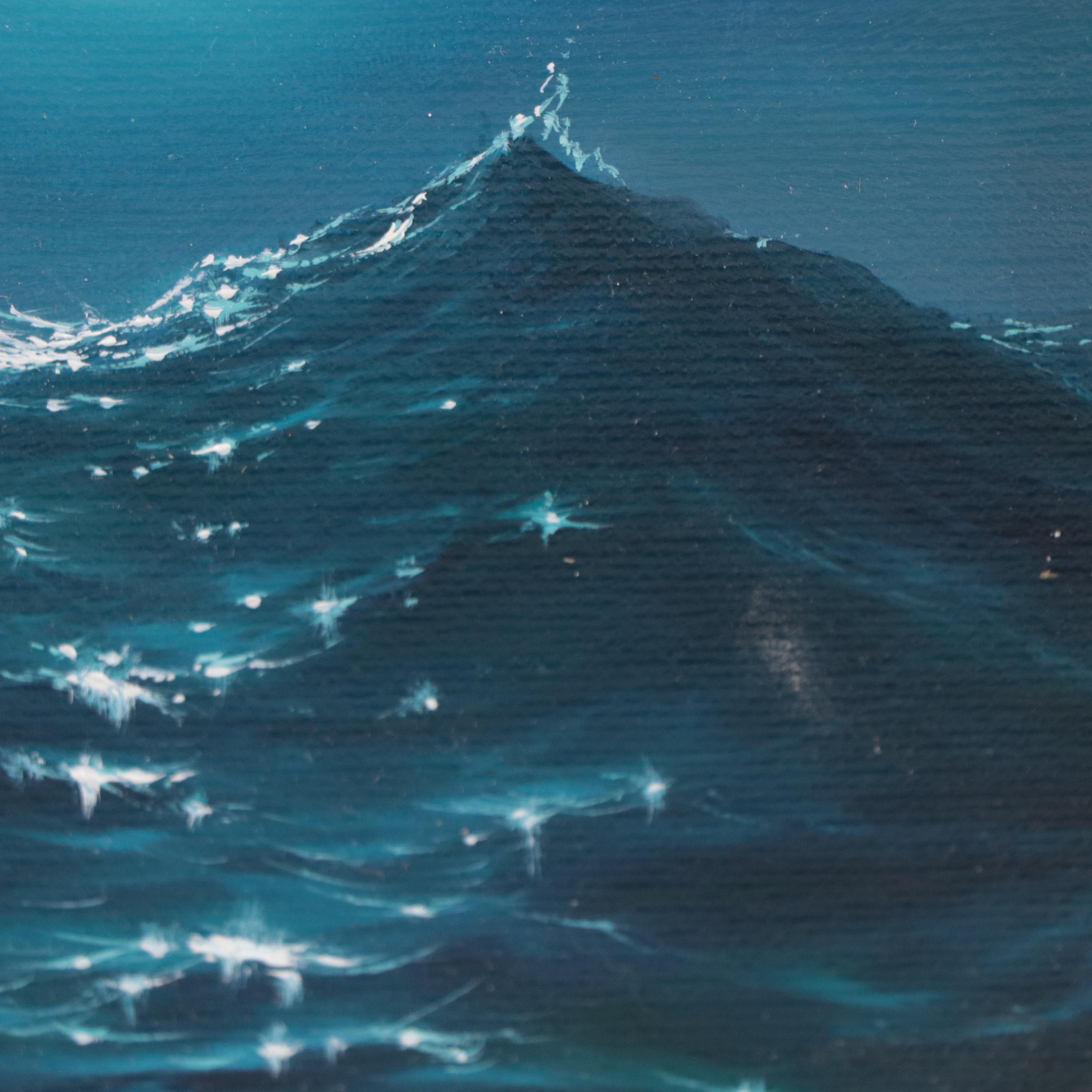 Jevgenijus Litvinas Oil Painting of Ocean and Full Moon