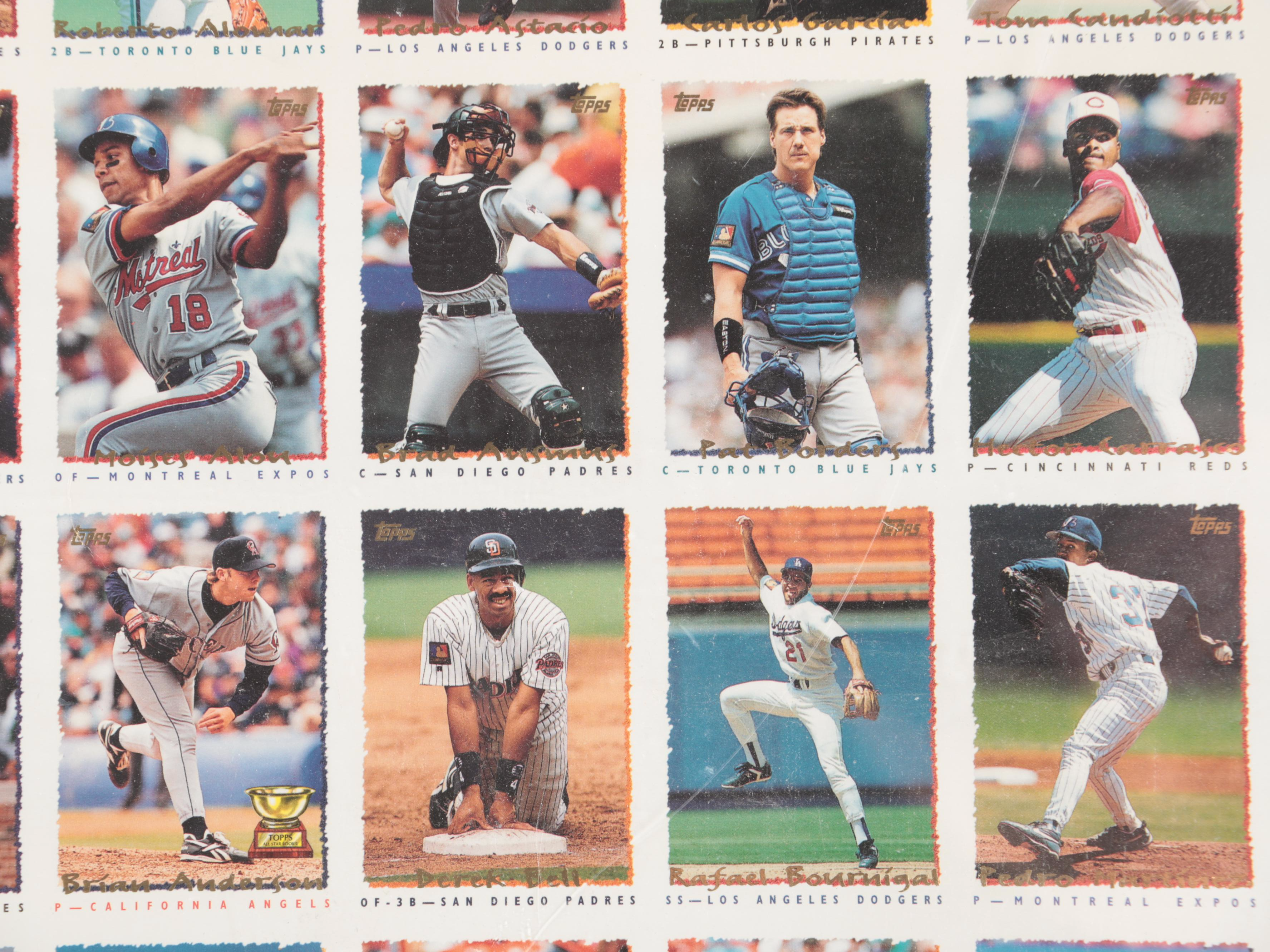 1995 Topps Proof Uncut Baseball Card Sheet, Wheaties 75 Years Framed Poster