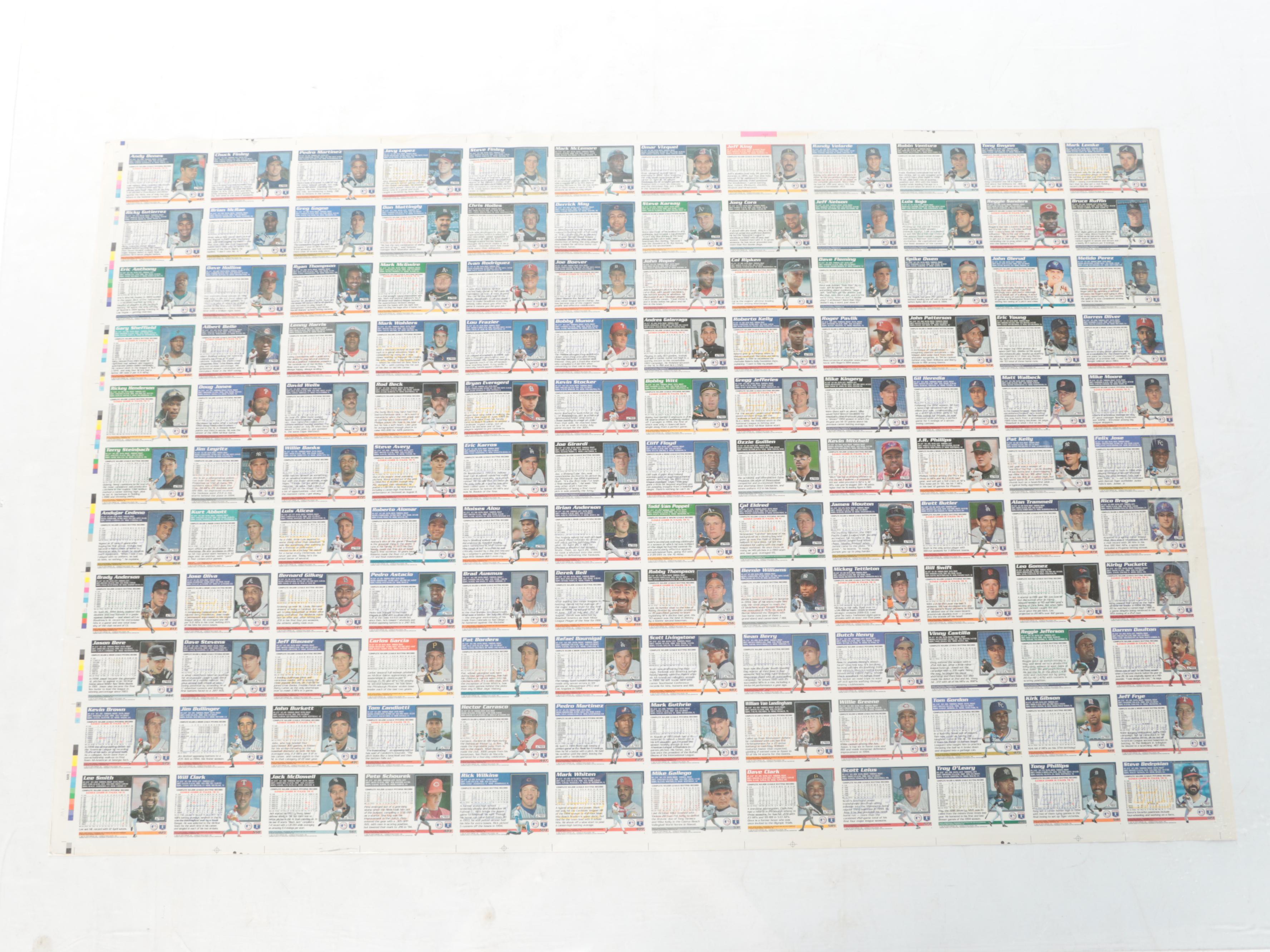 1995 Topps Proof Uncut Baseball Card Sheet, Wheaties 75 Years Framed Poster