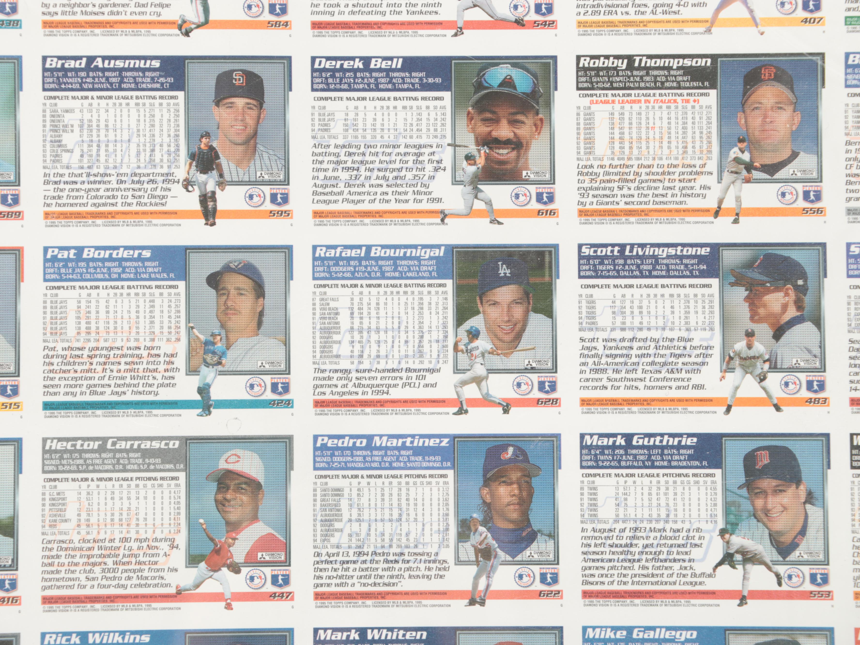 1995 Topps Proof Uncut Baseball Card Sheet, Wheaties 75 Years Framed Poster