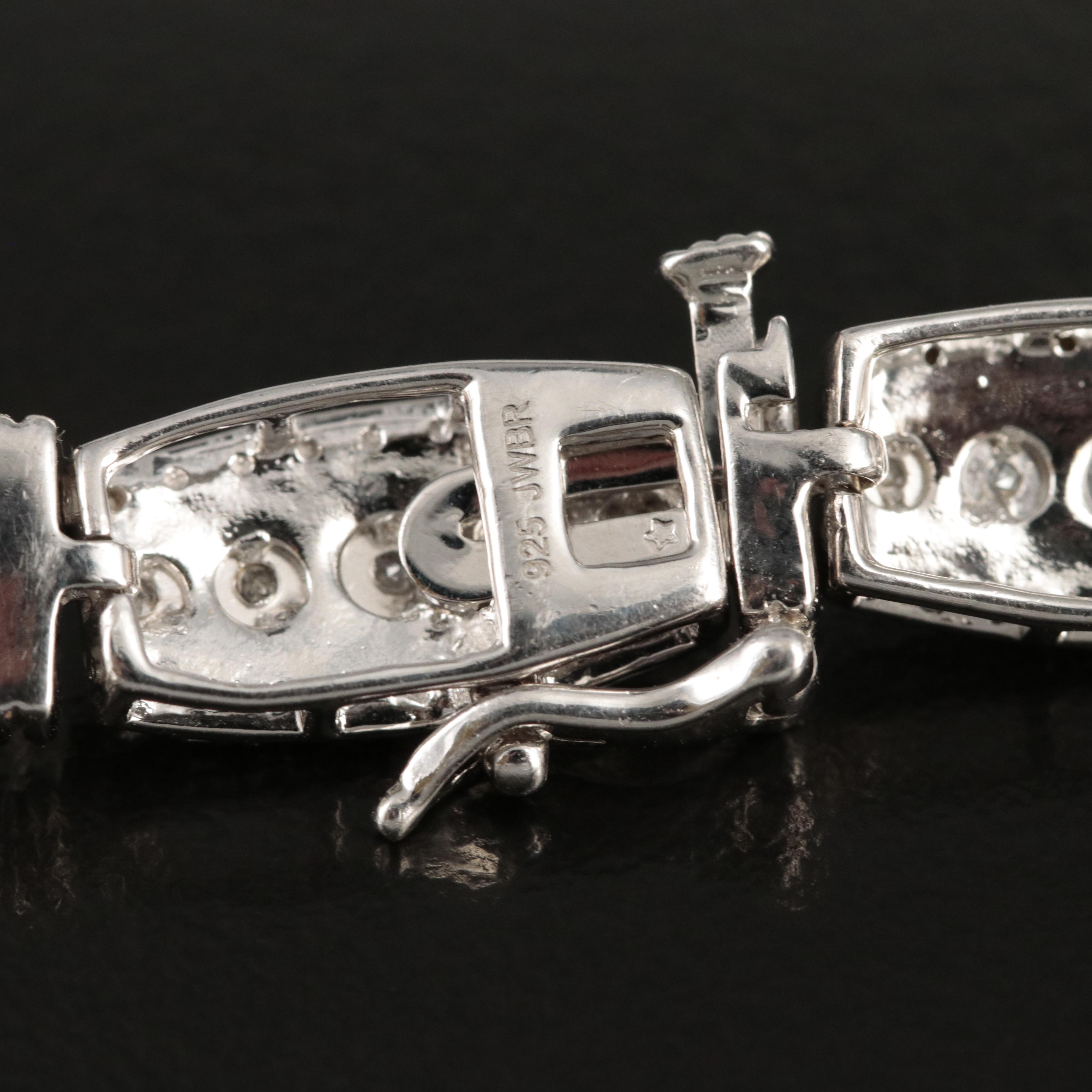 Sterling Diamond Fancy Link Bracelet