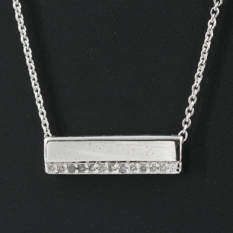 Sterling Diamond Bar Necklace