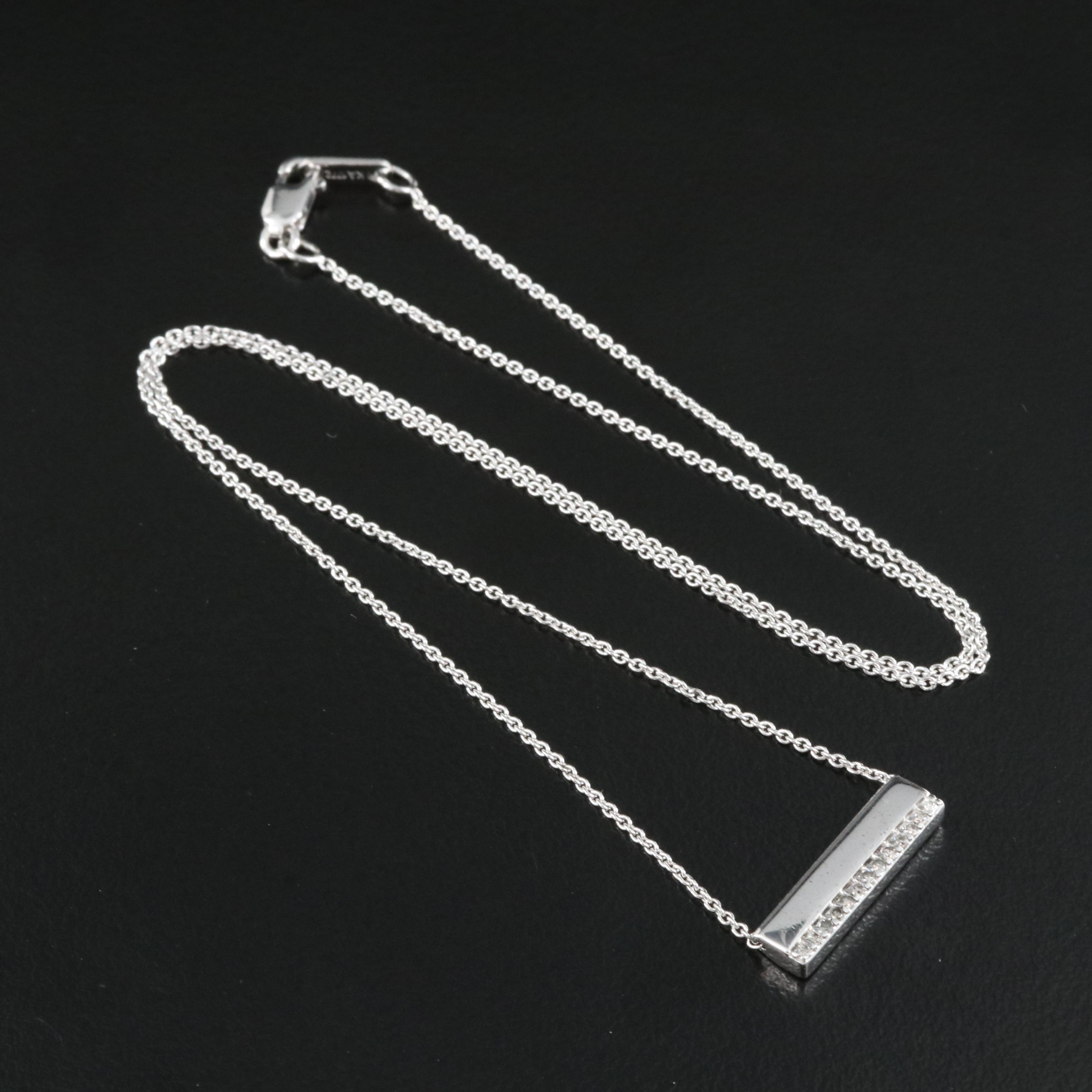 Sterling Diamond Bar Necklace