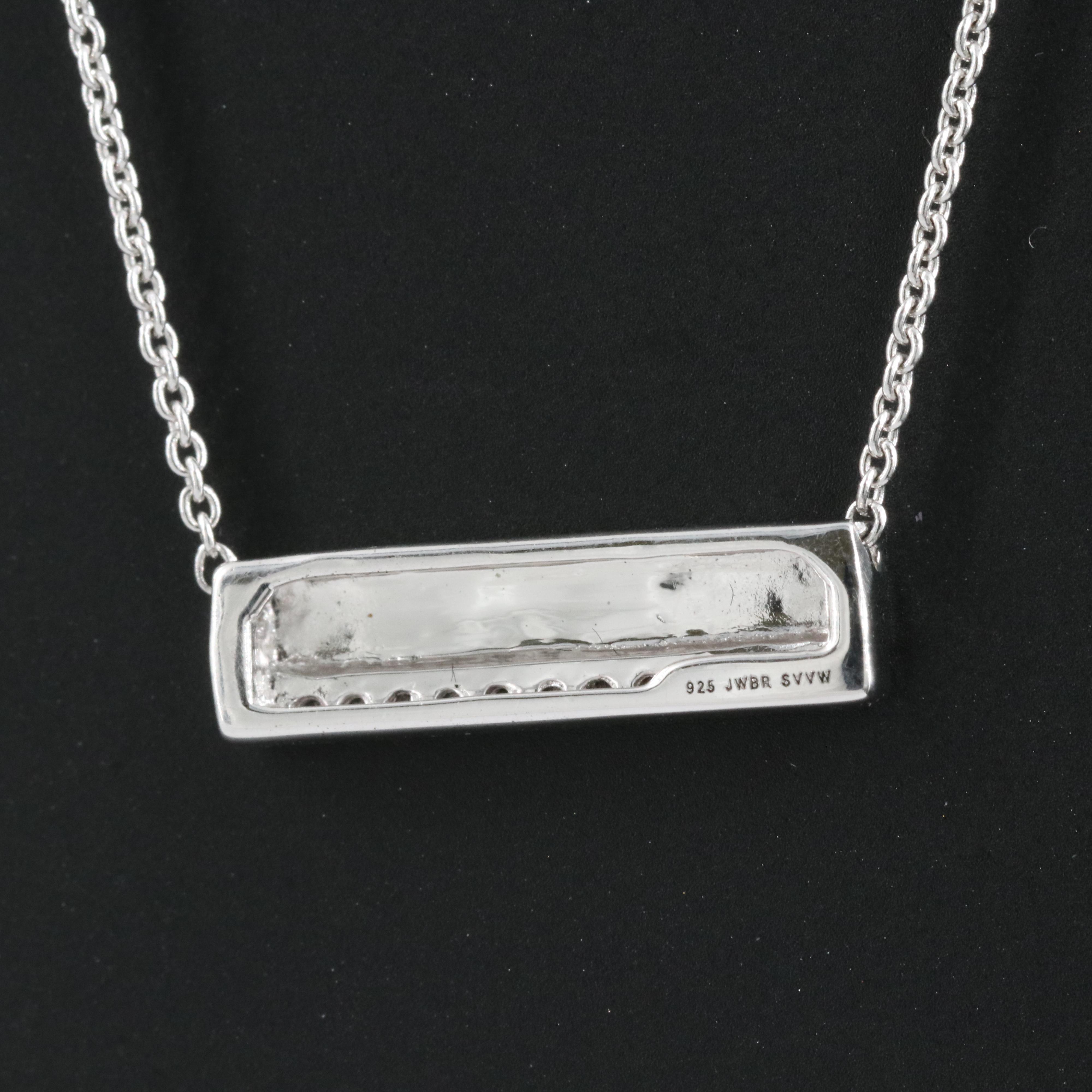 Sterling Diamond Bar Necklace