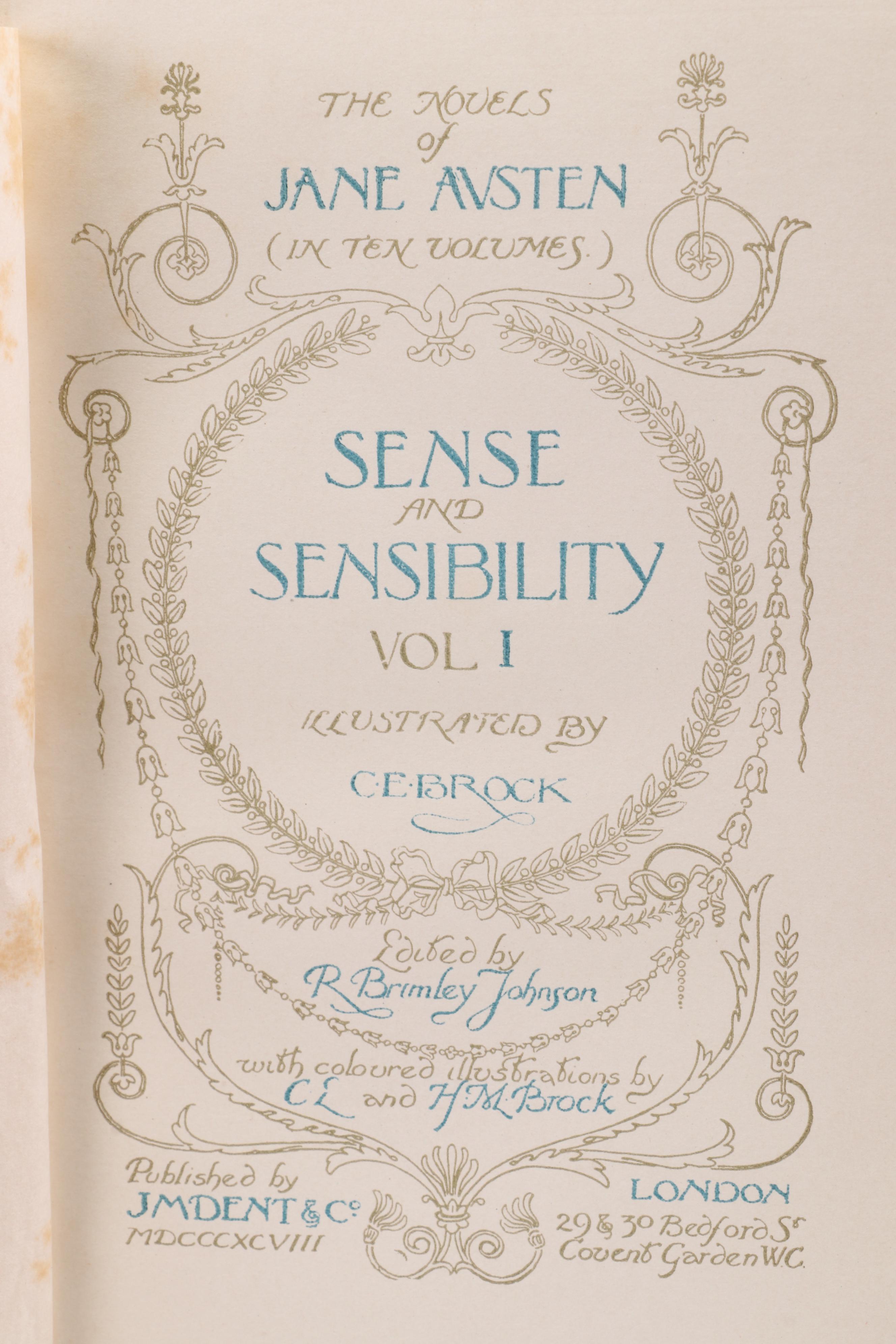 Illustrated "The Novels of Jane Austen" Complete Ten-Volume Set, 1904–1906