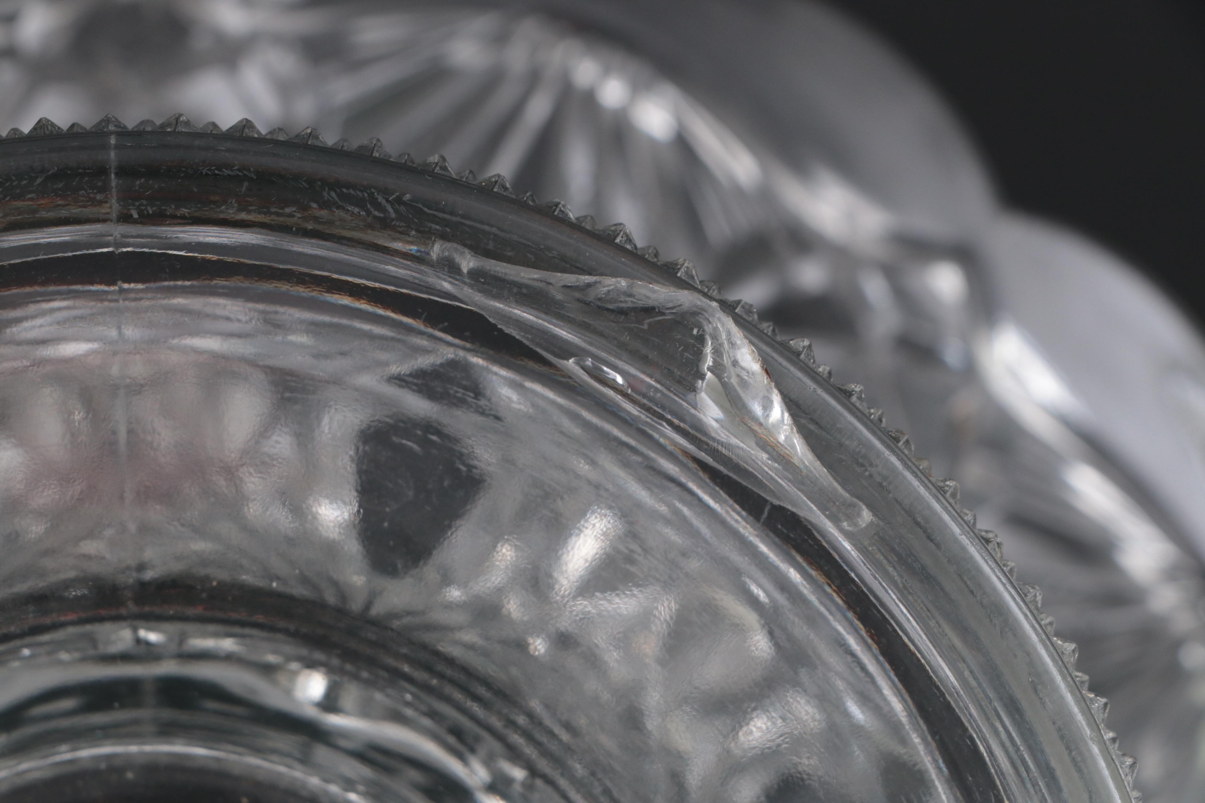 Co-Operative Flint EAPG Punch Bowl, Stand and Cups, Late 19th/ Early 20th C.