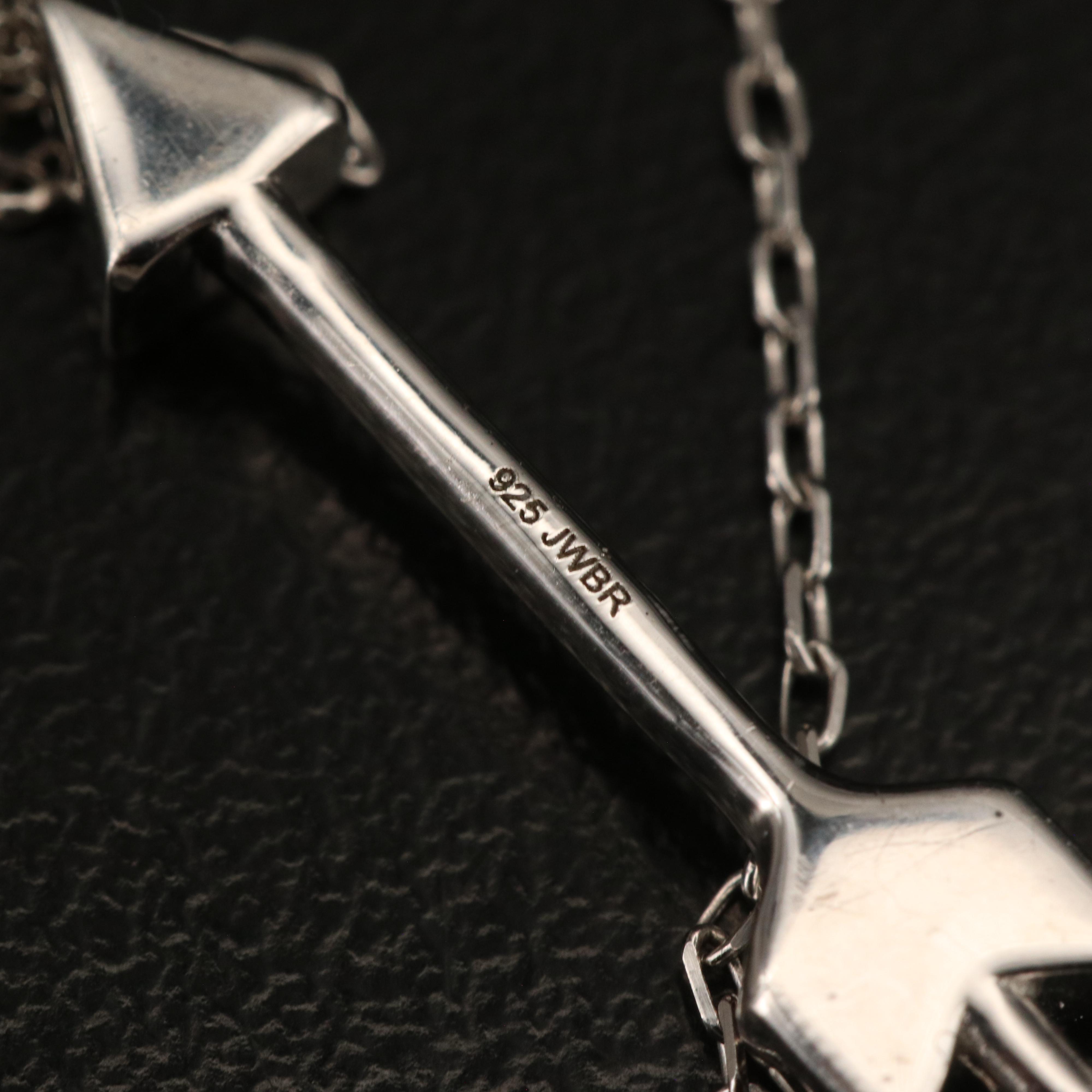 Sterling Diamond Heart and Arrow Pendant on Double Strand Necklace