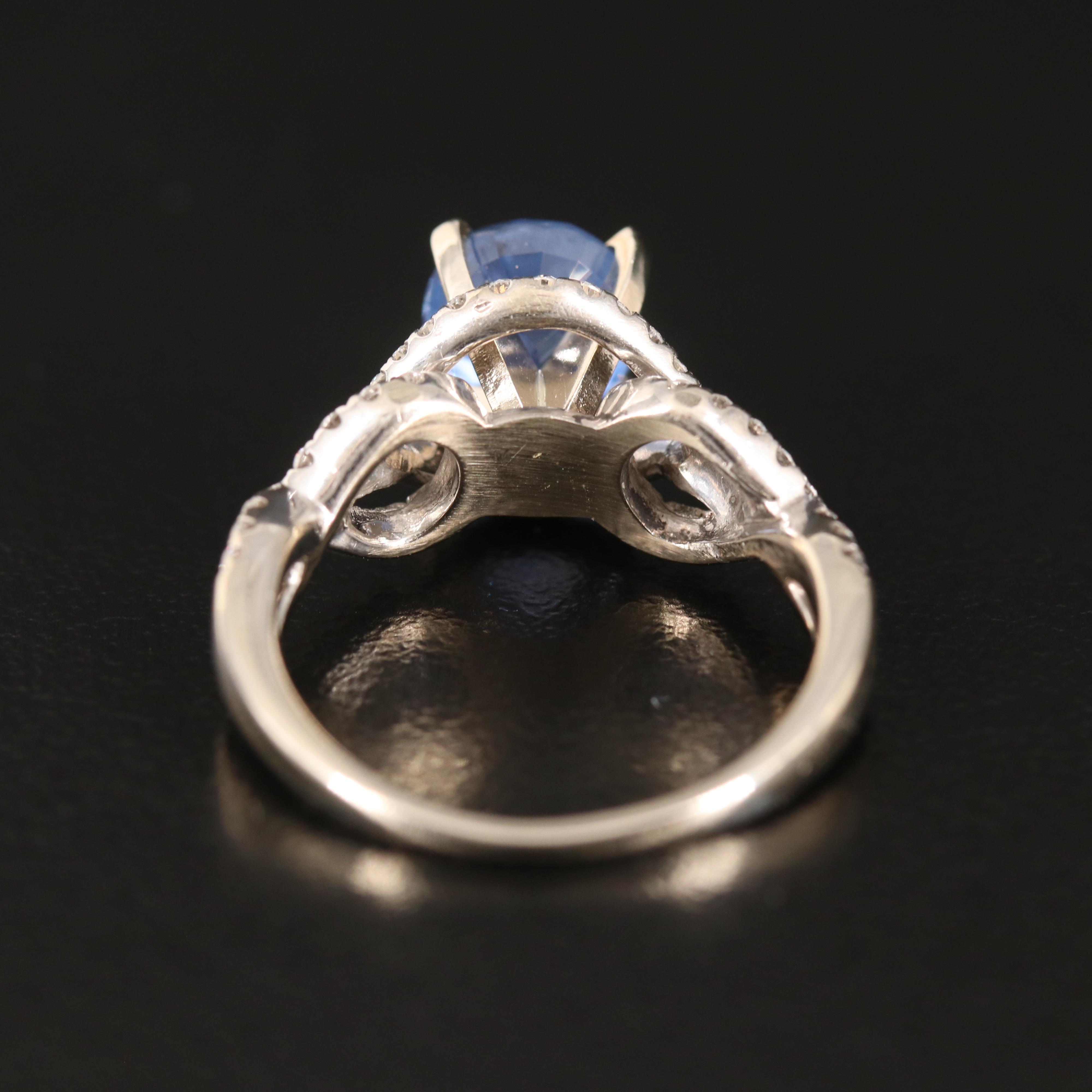 14K 2.29 CT Unheated Ceylon Sapphire and Diamond Ring with GIA Report