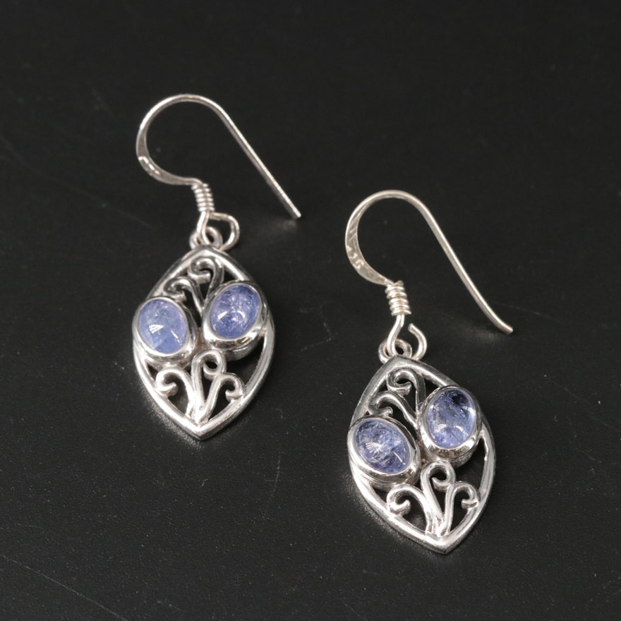 Sterling Silver Tanzanite Dangle Earrings