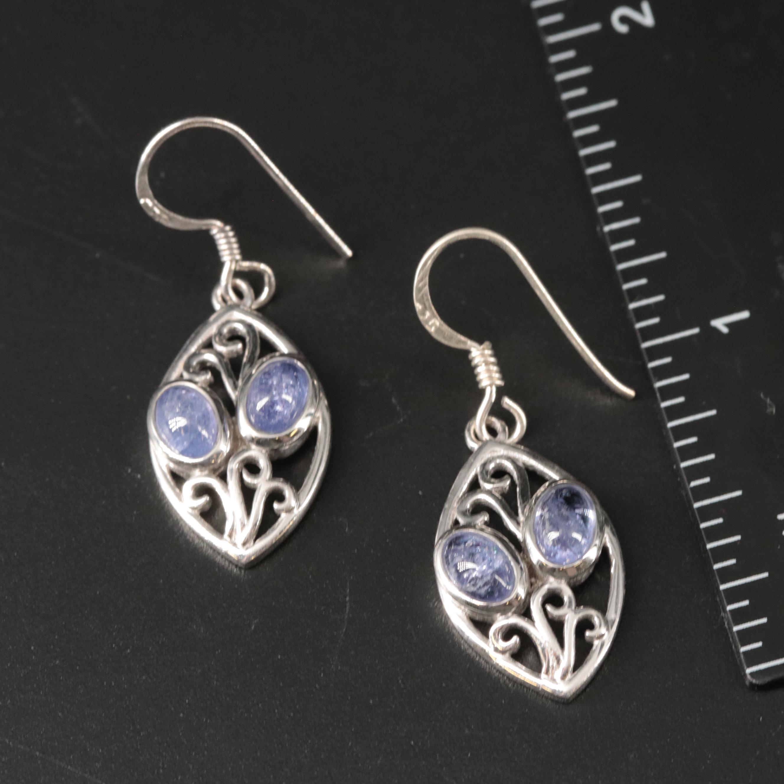 Sterling Silver Tanzanite Dangle Earrings
