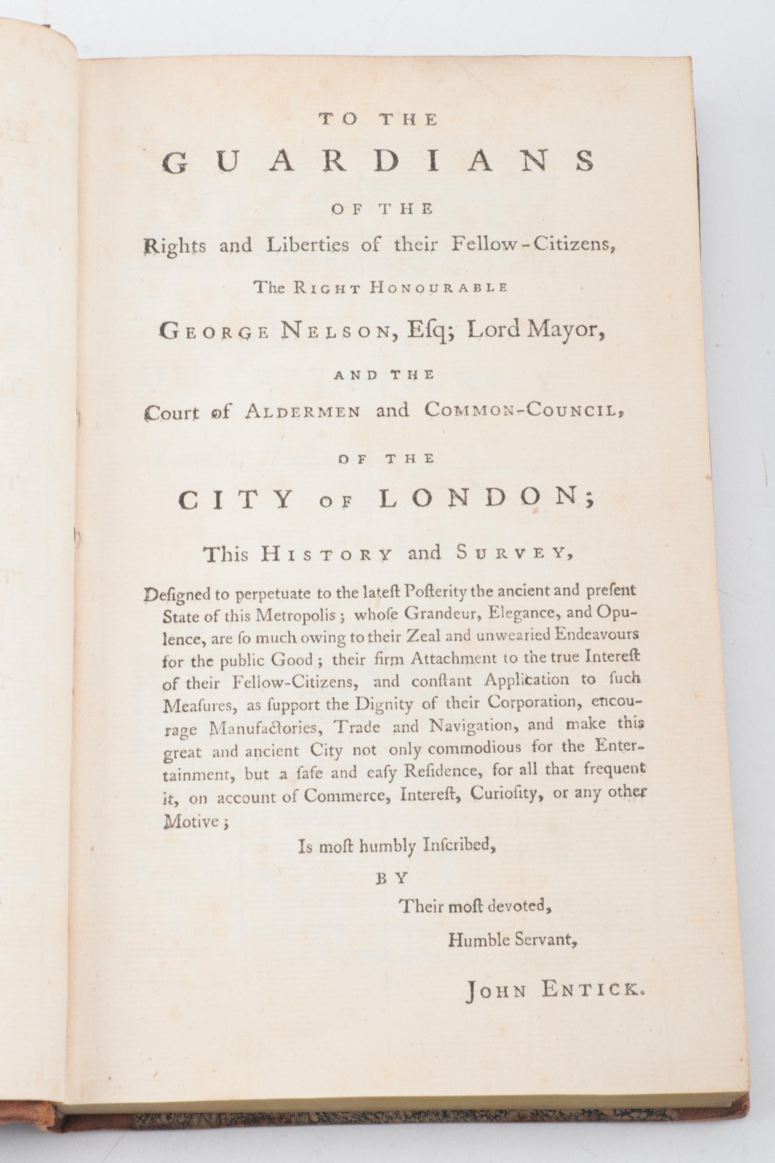 "A New History and Survey of London" Partial Set by John Entick, 1766