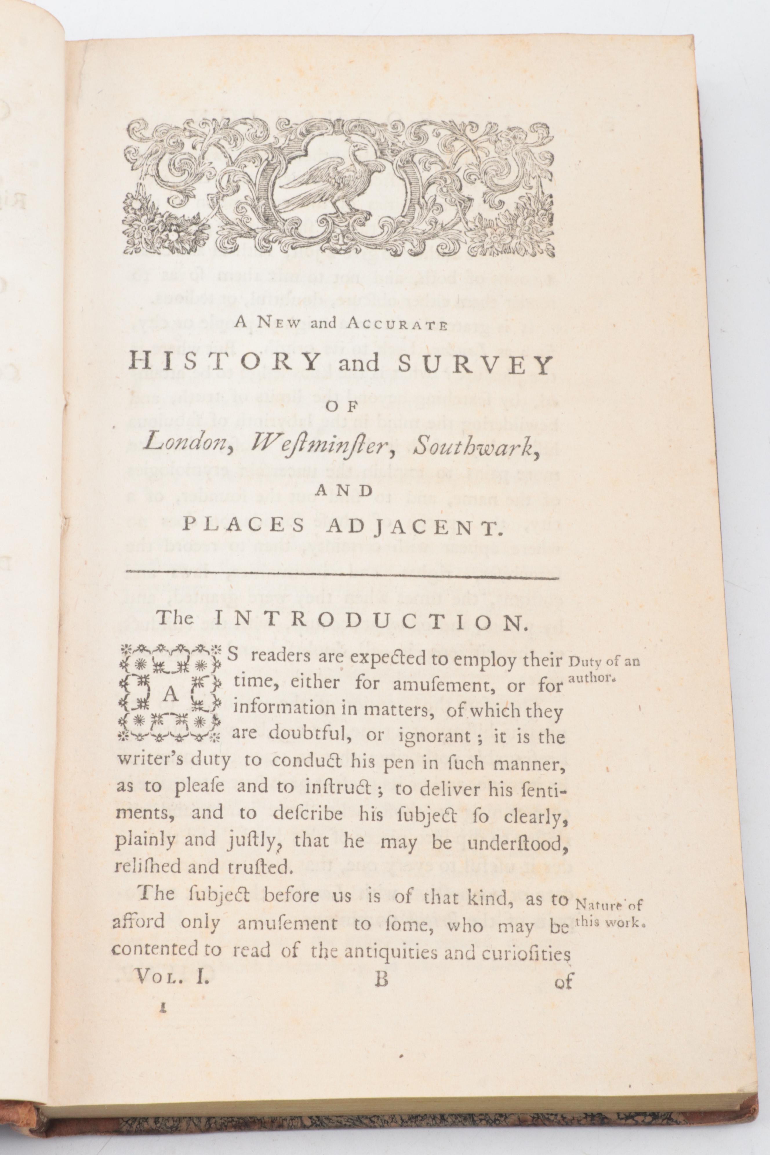 "A New History and Survey of London" Partial Set by John Entick, 1766
