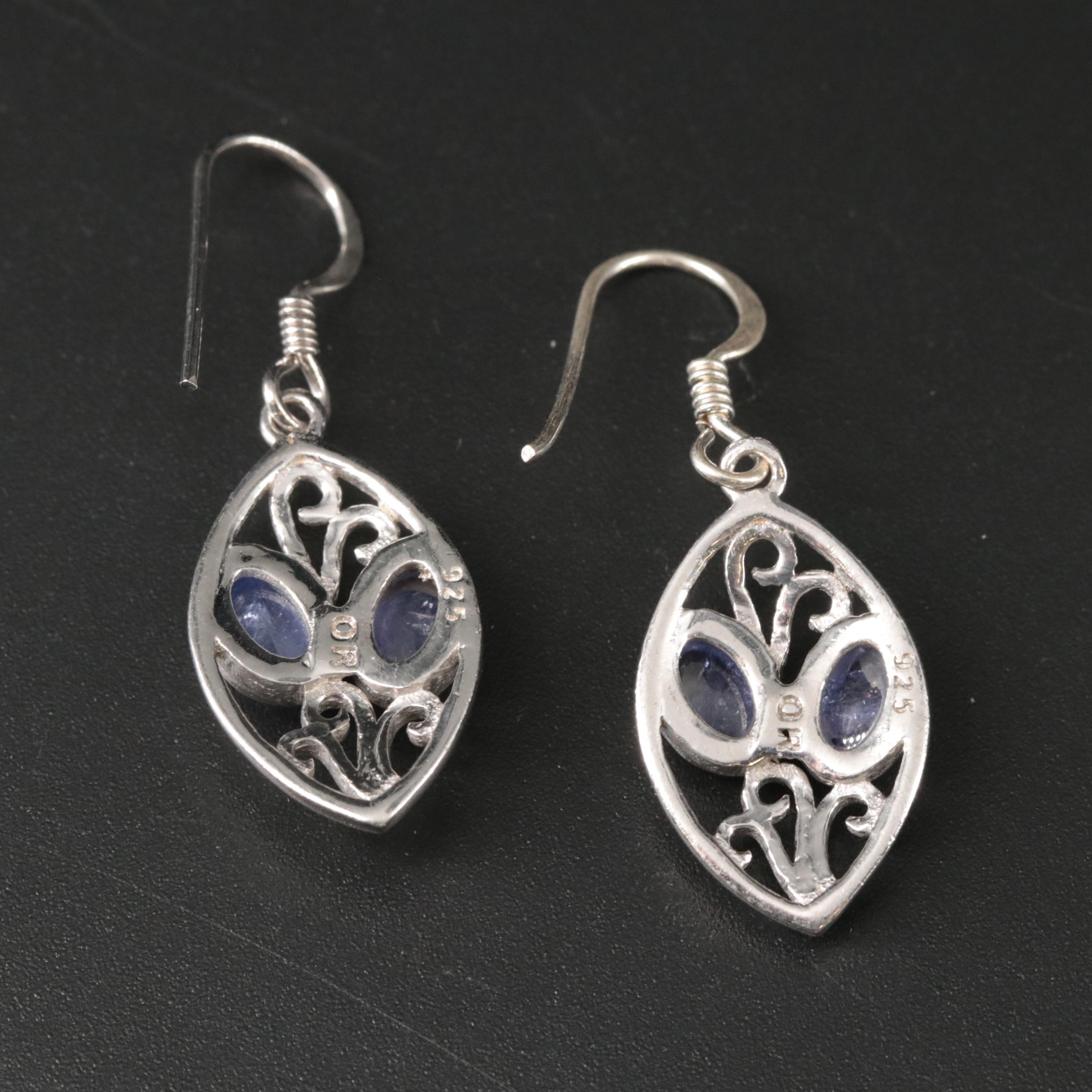 Sterling Silver Tanzanite Dangle Earrings