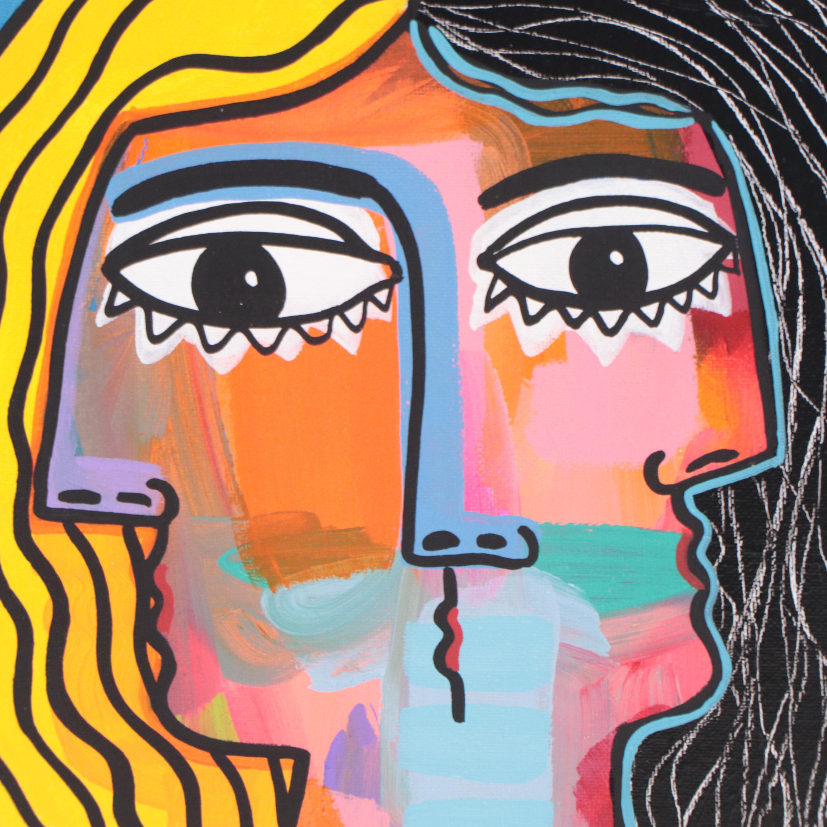 Michel Blázquez Acrylic Painting "Rostros 65," 2023