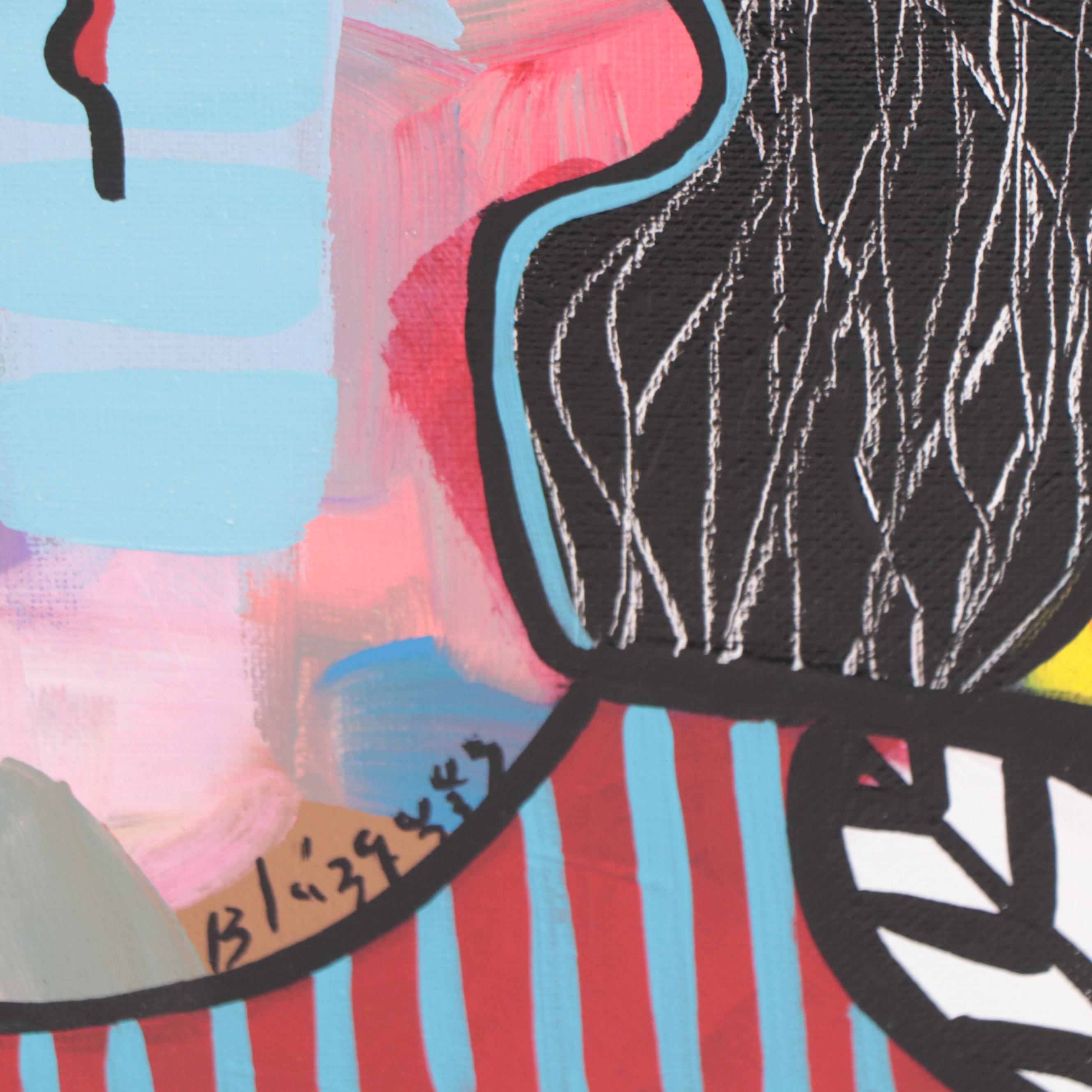 Michel Blázquez Acrylic Painting "Rostros 65," 2023