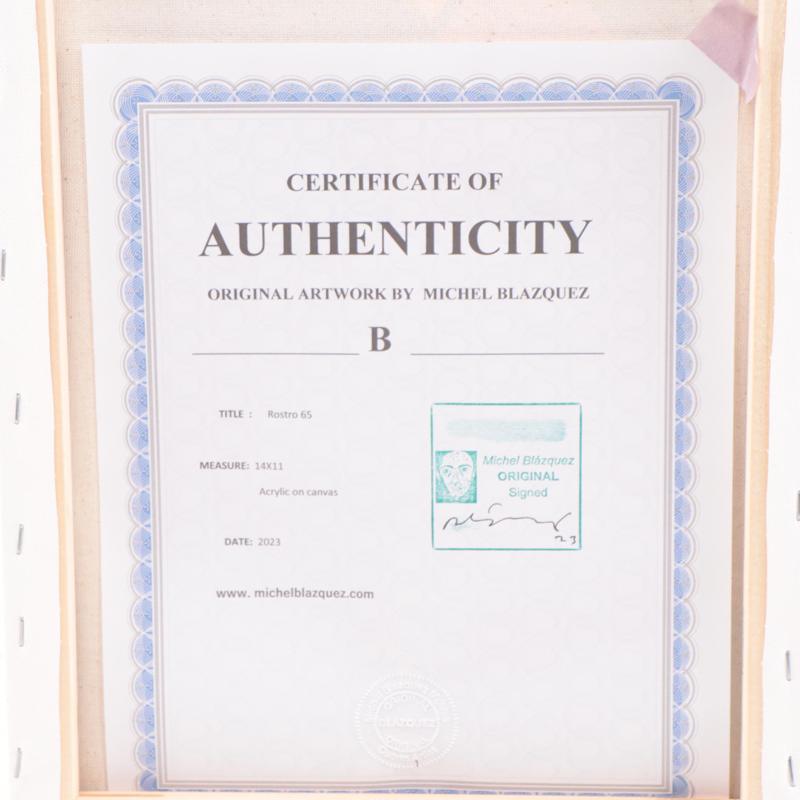 Michel Blázquez Acrylic Painting "Rostros 65," 2023