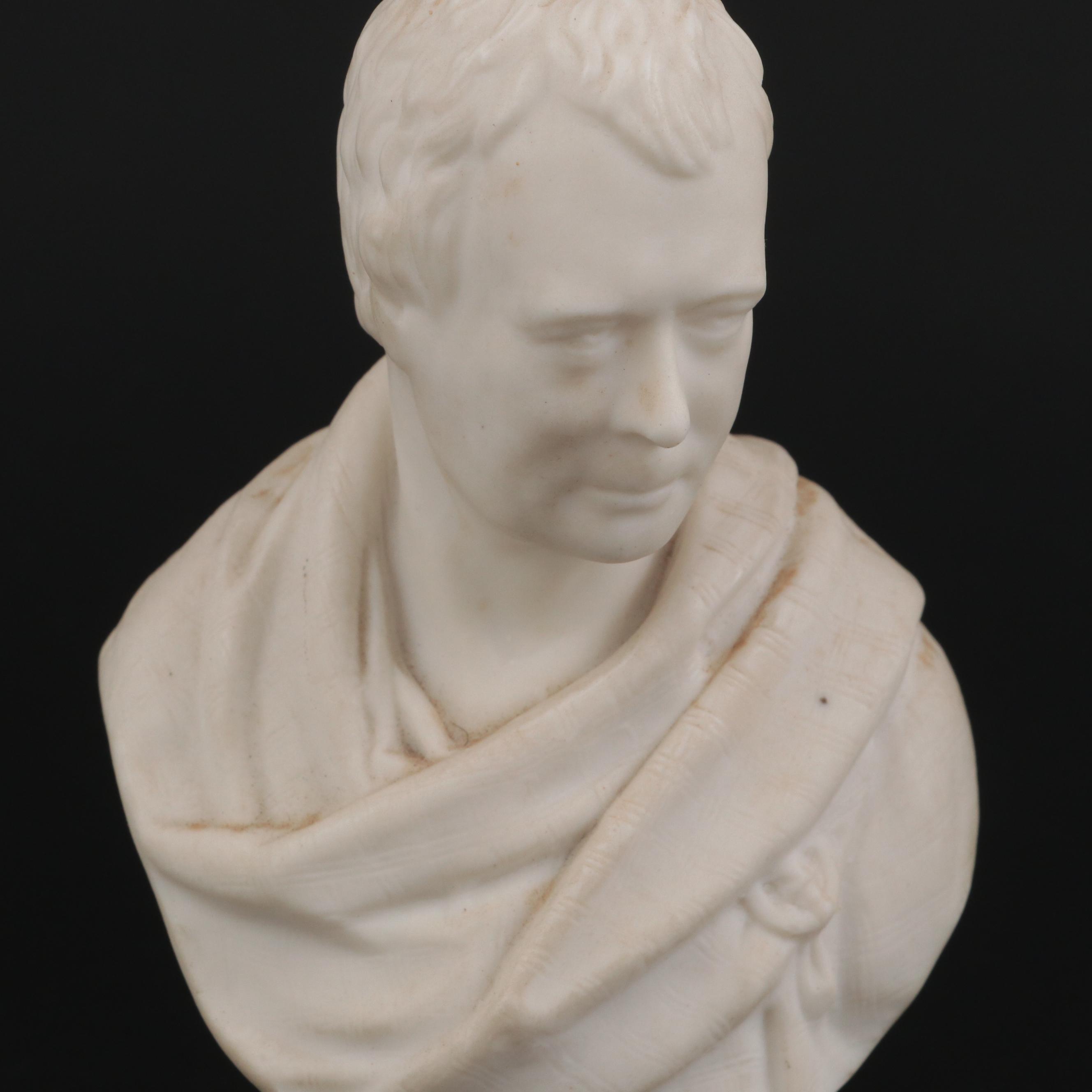 English Parian Busts of Queen Victoria and Lord Byron, Late 19th Century
