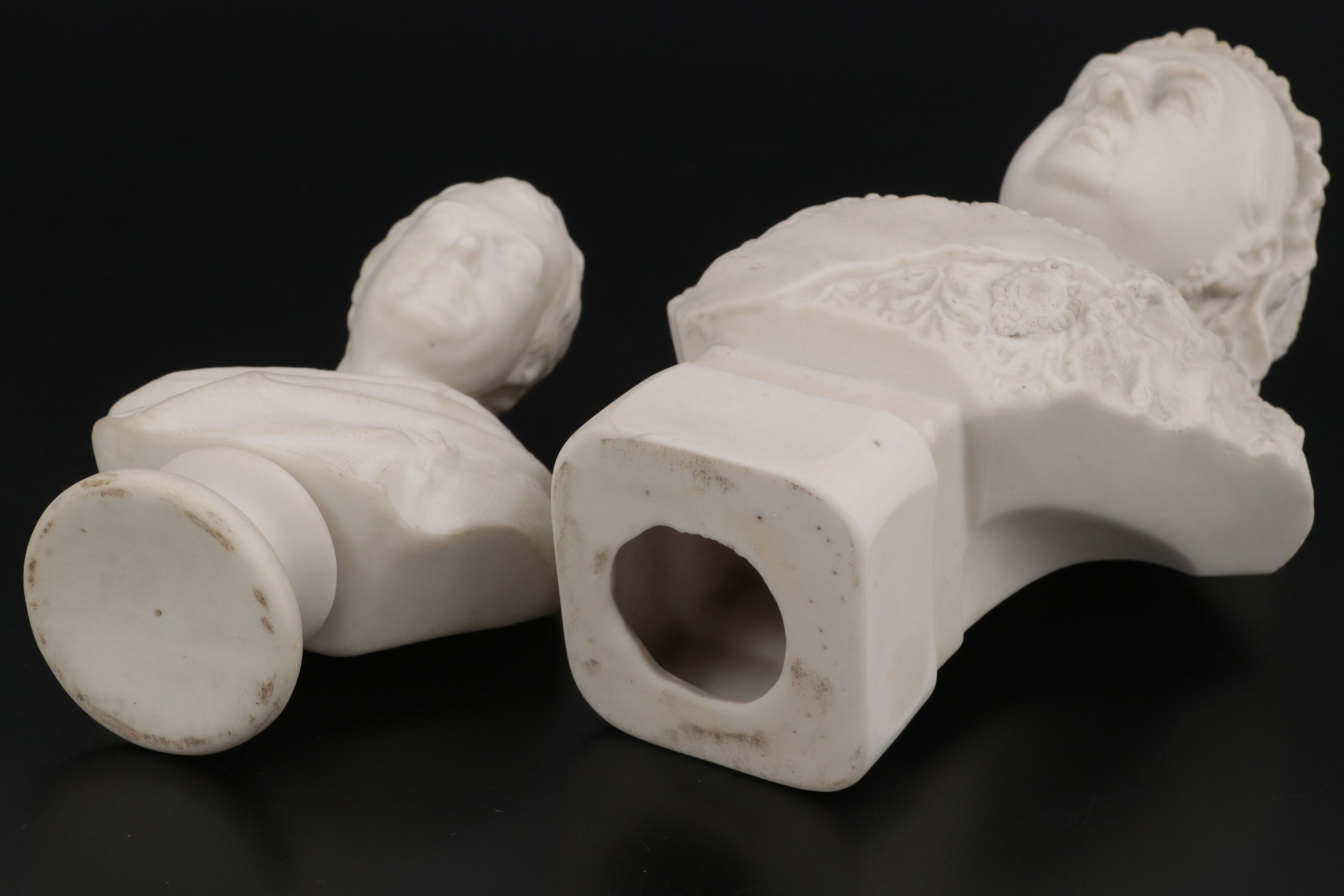 English Parian Busts of Queen Victoria and Lord Byron, Late 19th Century