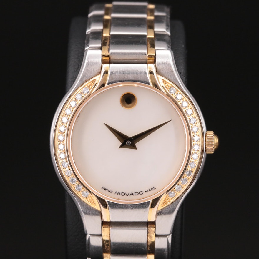 Movado Mother-of-Pearl Museum Dial Diamond Wristwatch