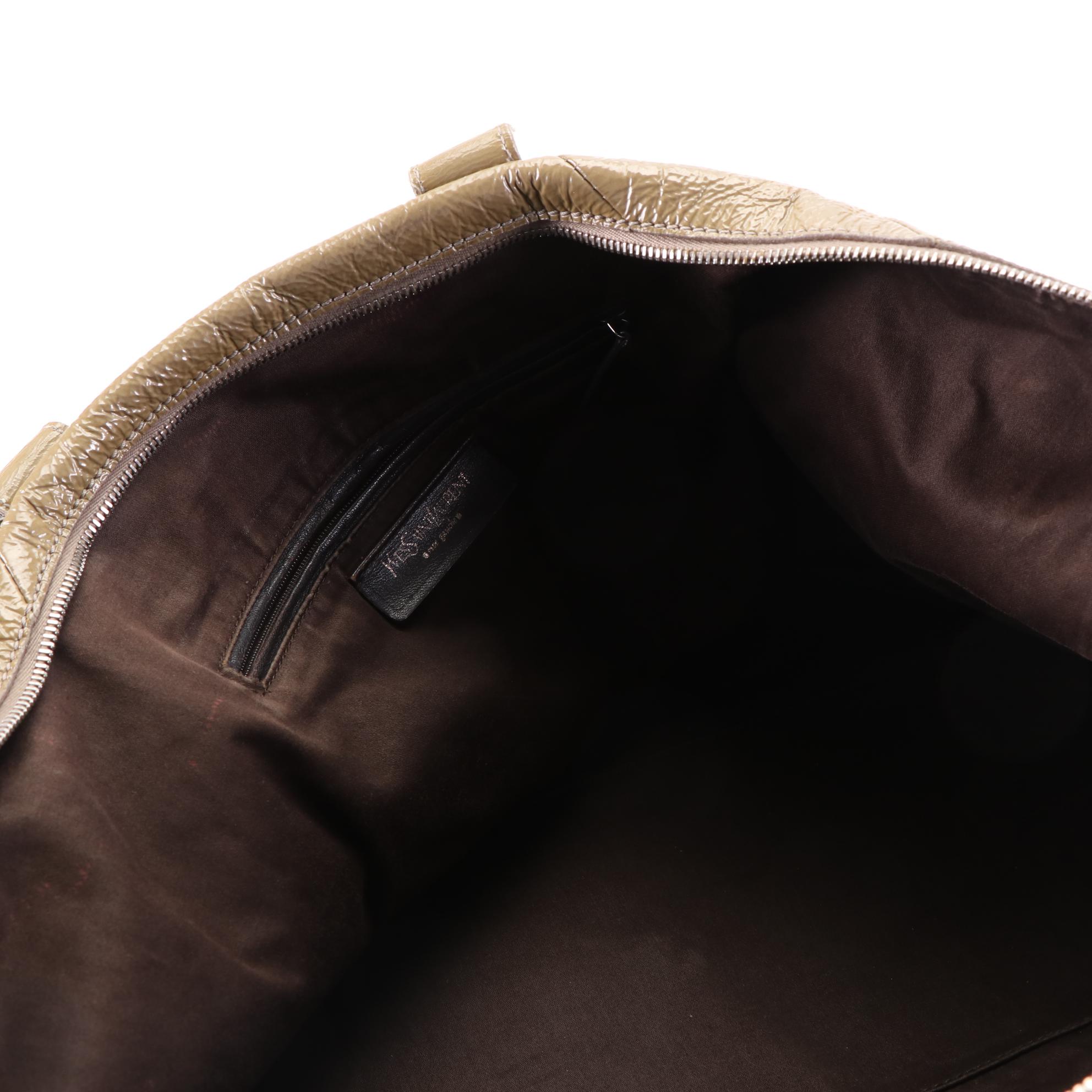 Yves Saint Laurent East-West Zip Tote in Crinkled Patent Leather