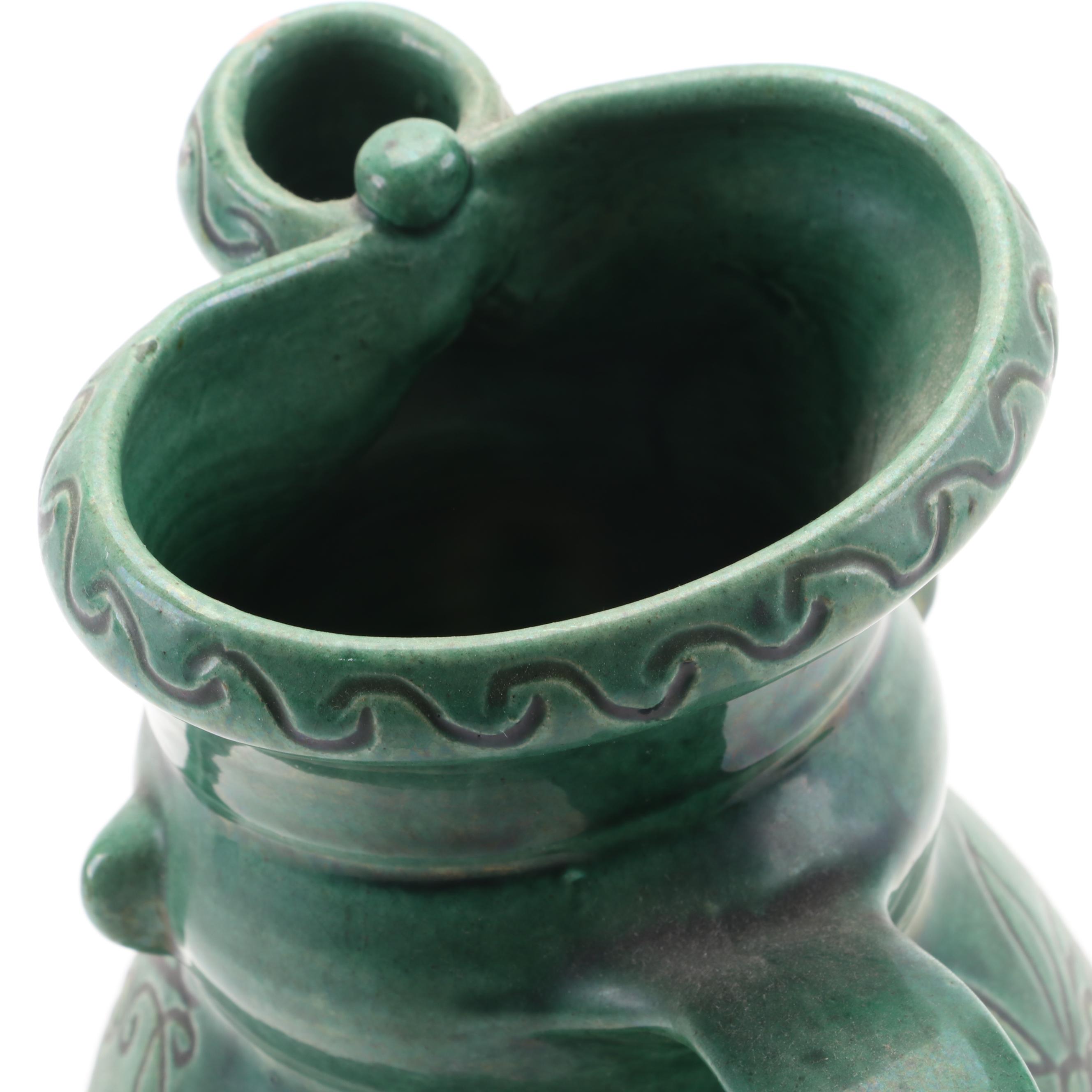 Mónus Ferenc Hungarian Ceramic Miska Soldier Pitcher with Four Shot Glasses