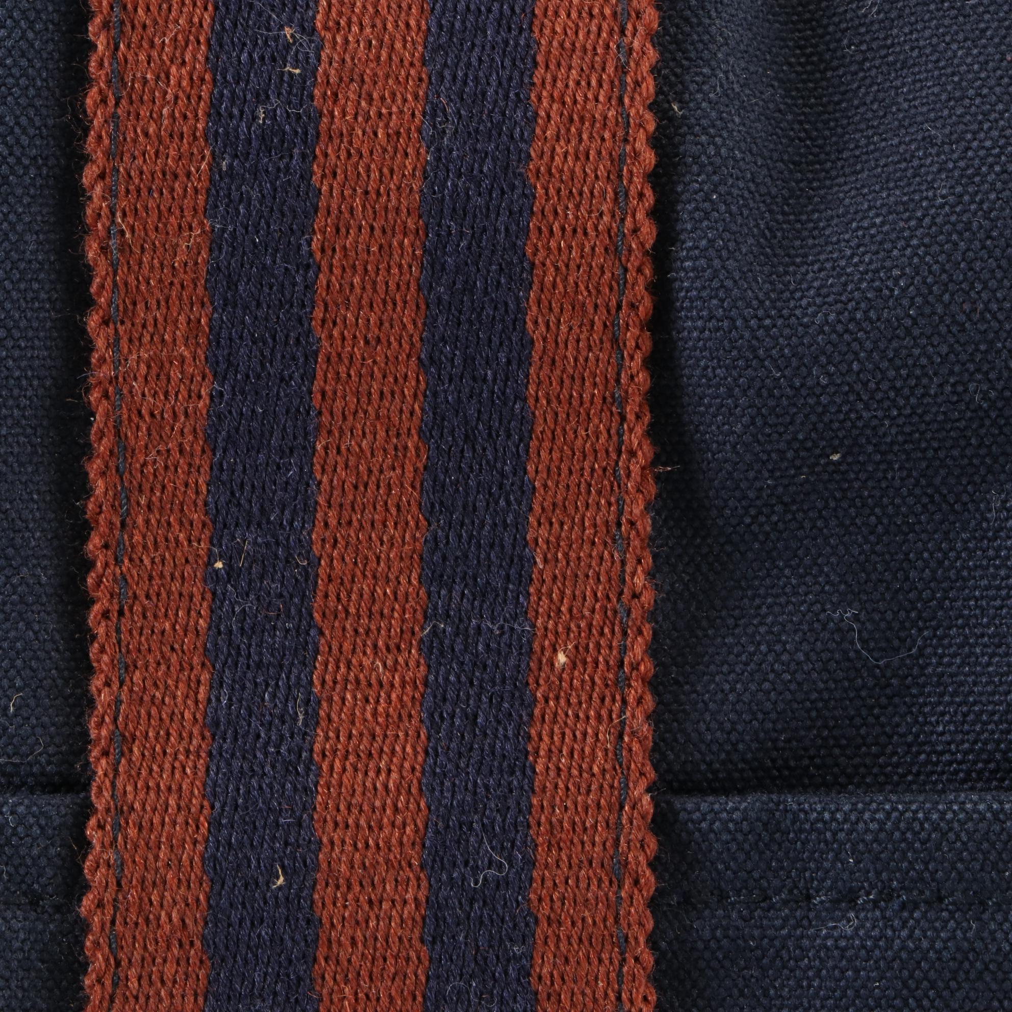 Hermès Fourre Tout MM Tote in Navy and Brown Cotton Canvas