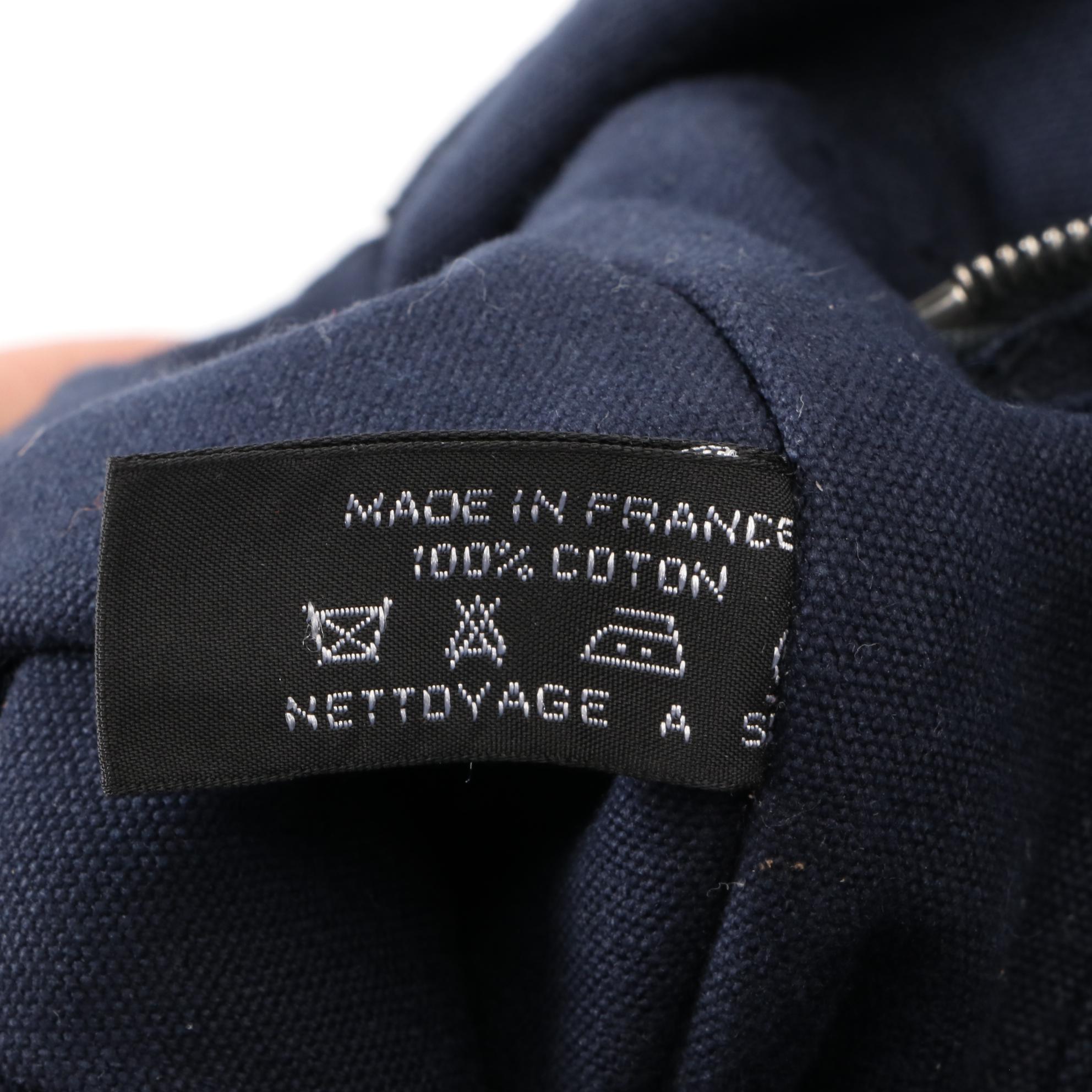 Hermès Fourre Tout MM Tote in Navy and Brown Cotton Canvas