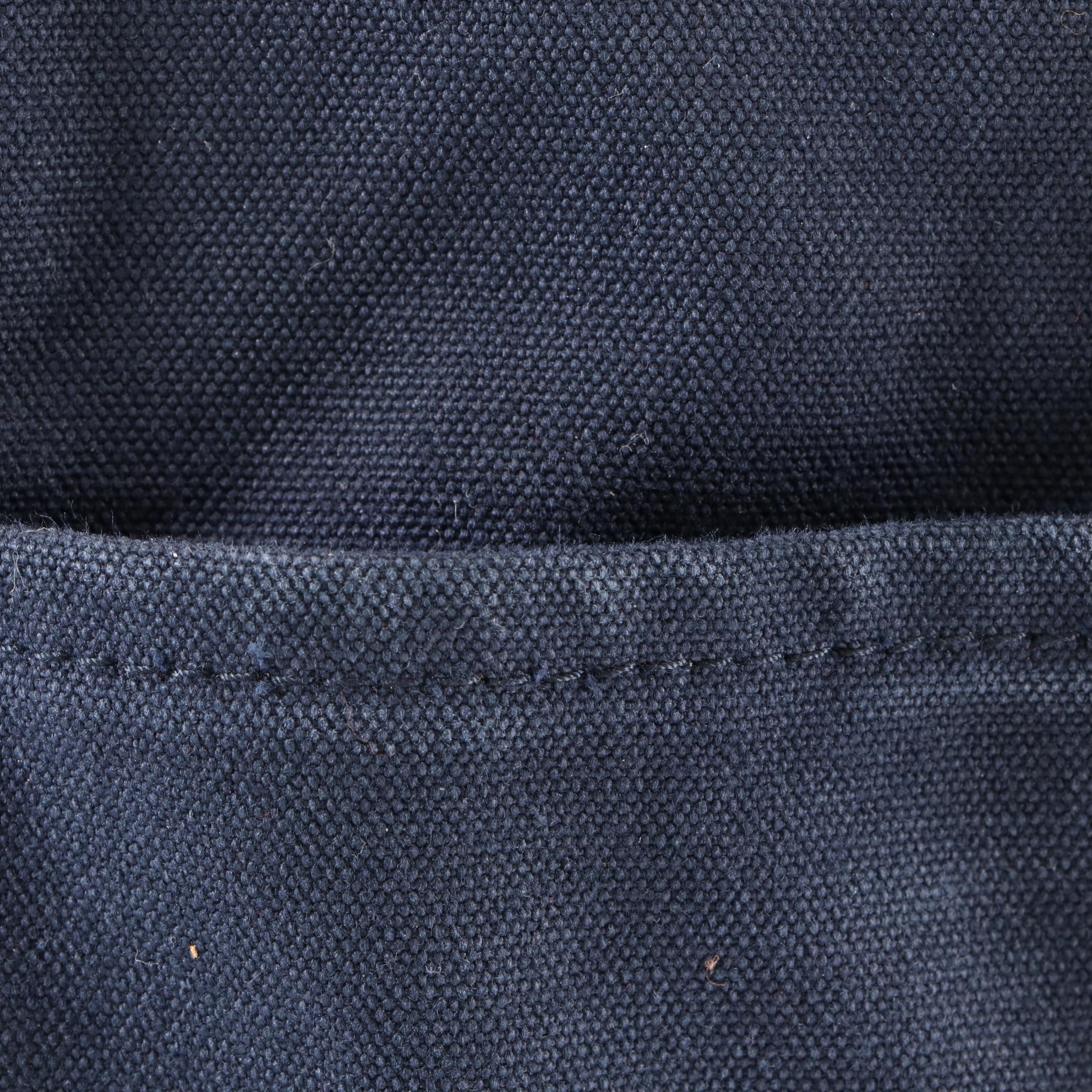 Hermès Fourre Tout MM Tote in Navy and Brown Cotton Canvas