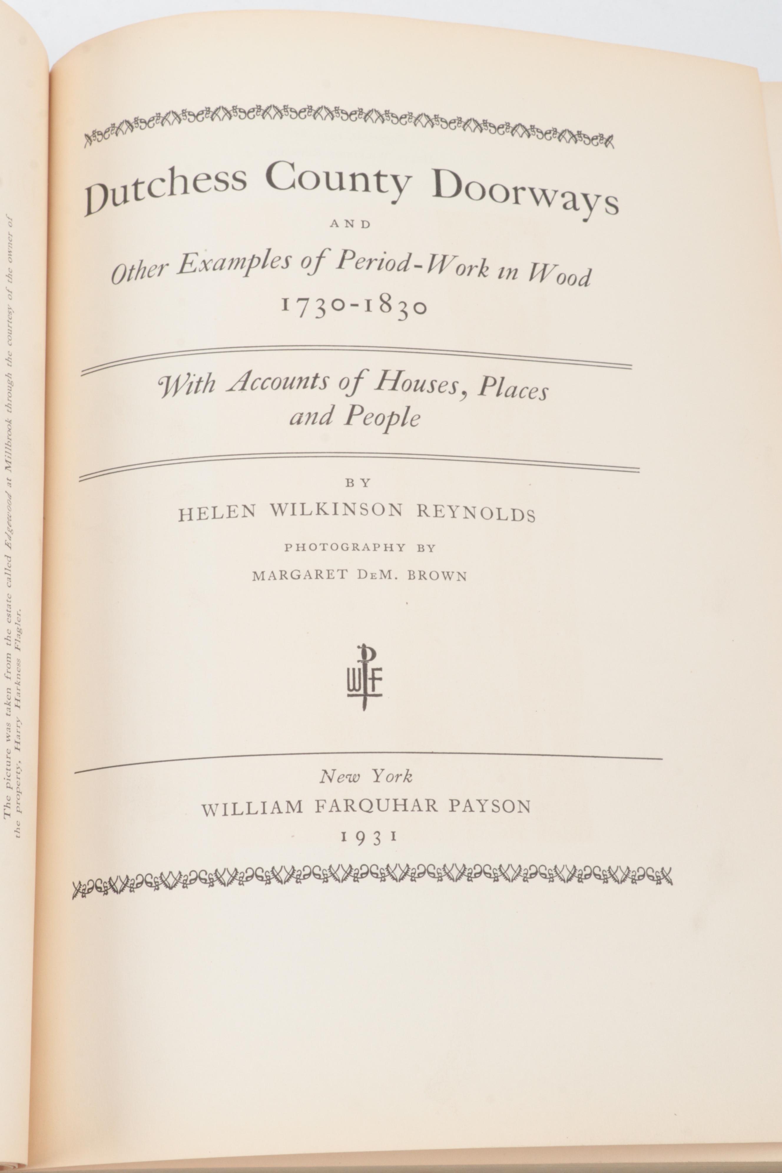 Illustrated "Dutchess County Doorways" by Helen Wilkinson Reynolds, 1931