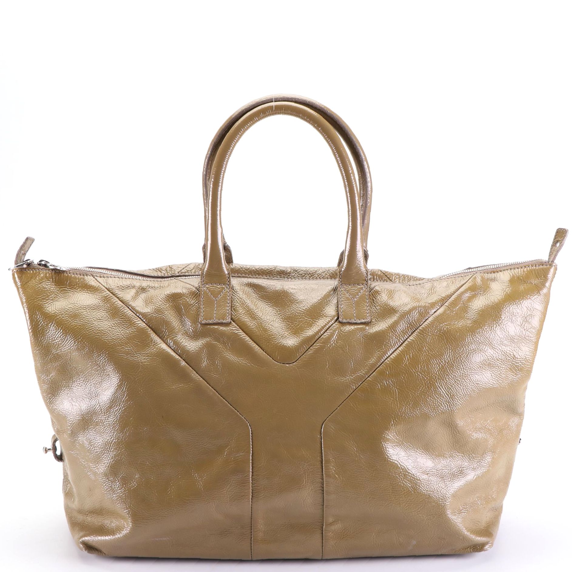 Yves Saint Laurent East-West Zip Tote in Crinkled Patent Leather