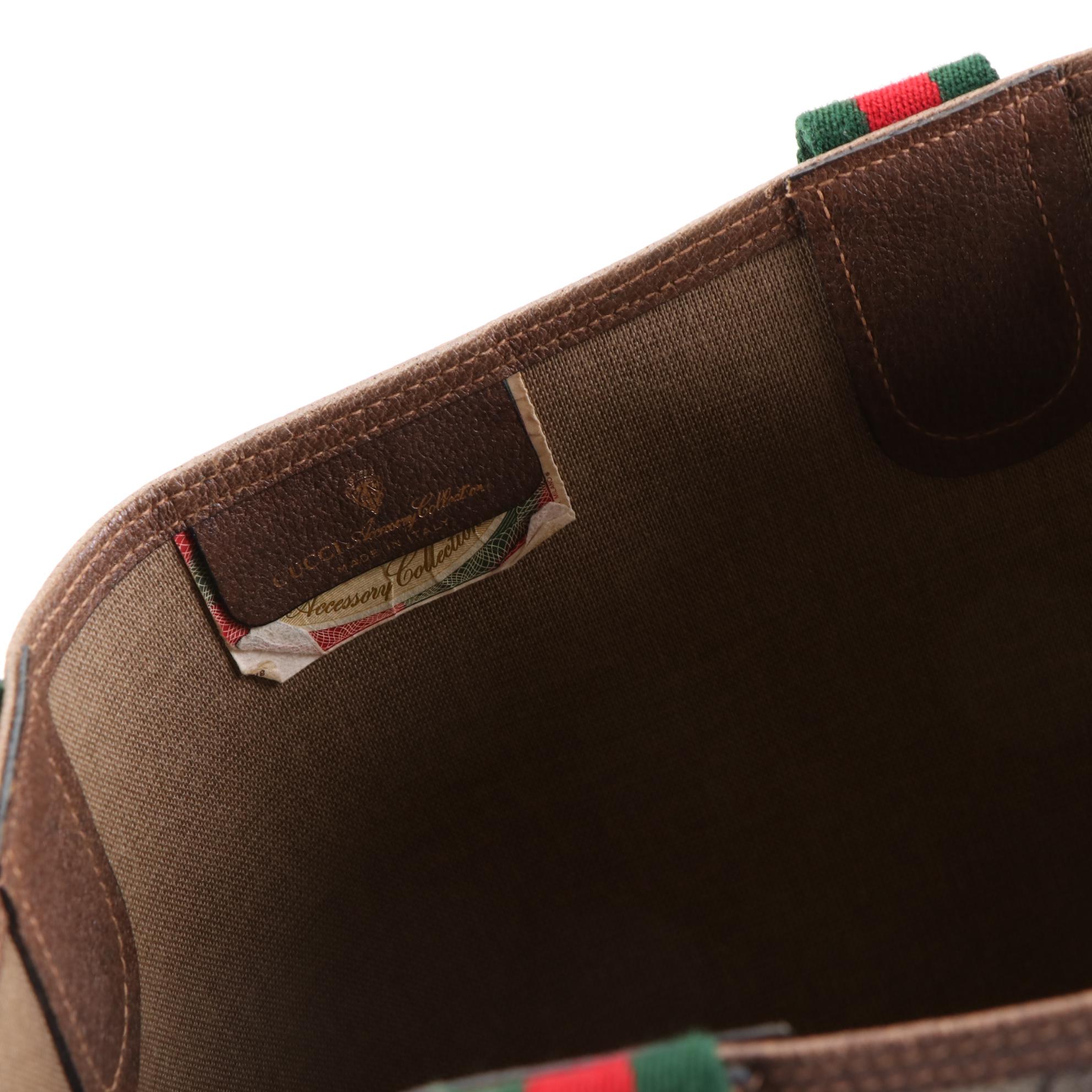 Gucci Accessory Collection Tote in GG Supreme Canvas and Leather with Web Strap