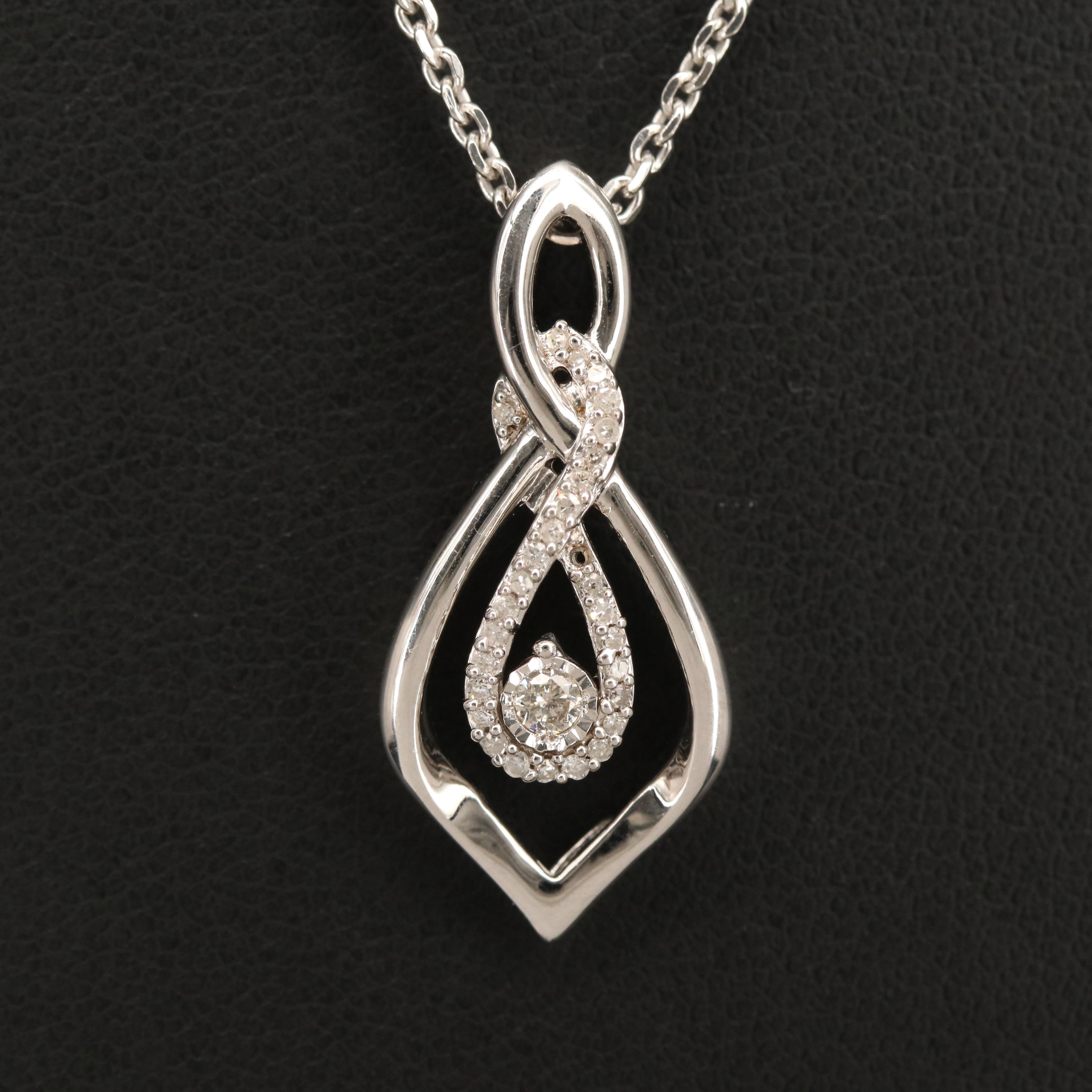 Sterling Diamond Pendant Necklace