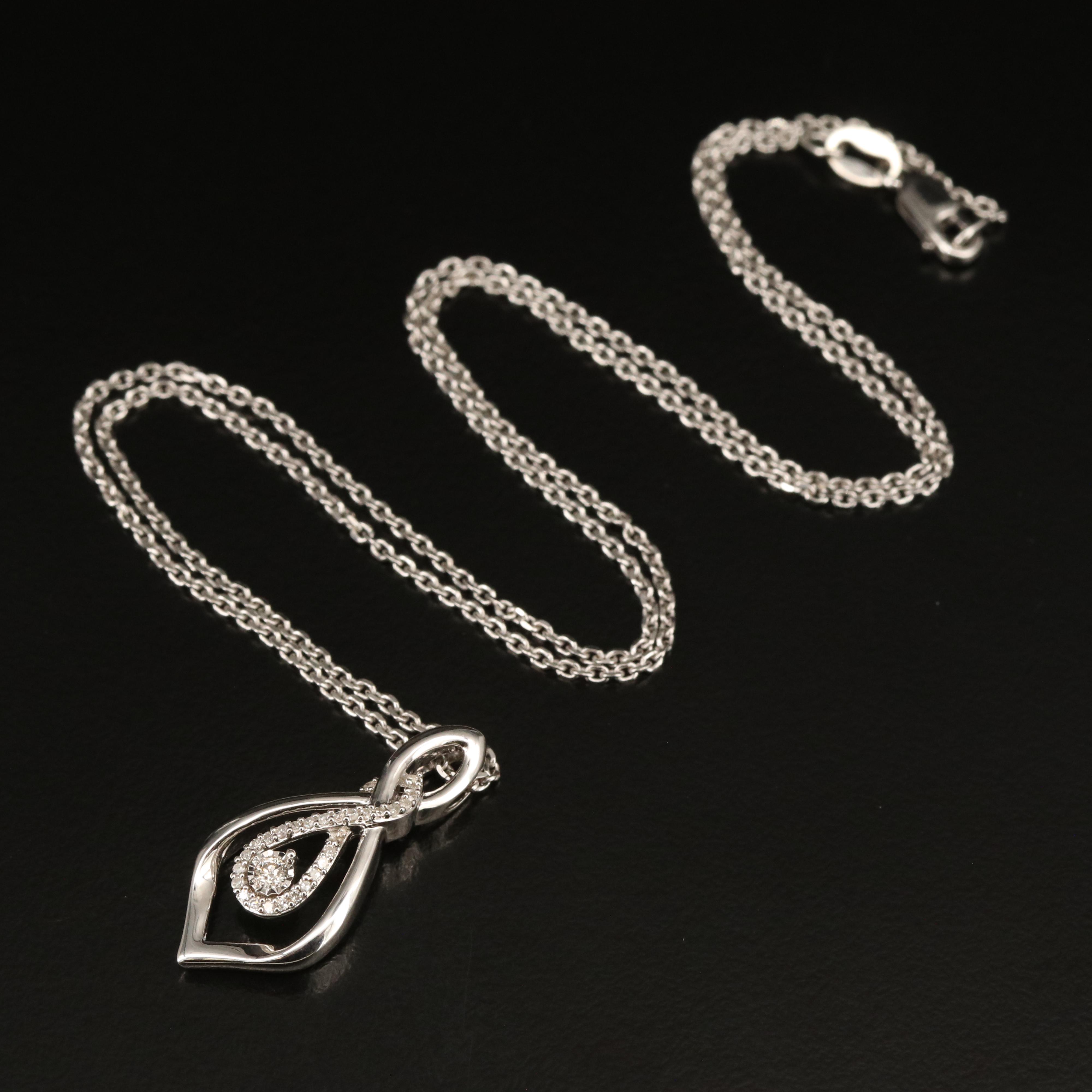 Sterling Diamond Pendant Necklace