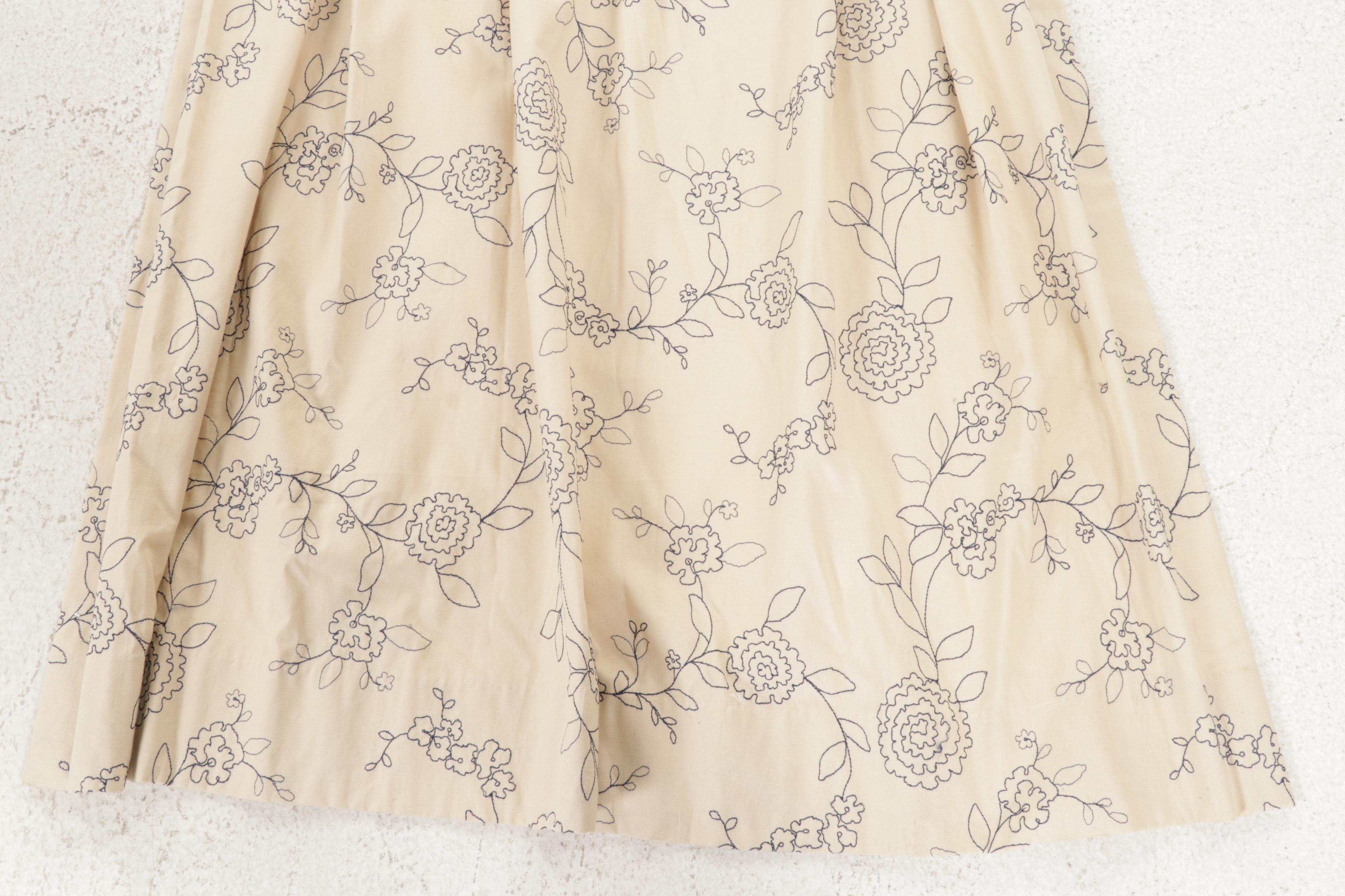 Pair of Custom Embroidered and Lined Pinch Pleat Drapery Panels