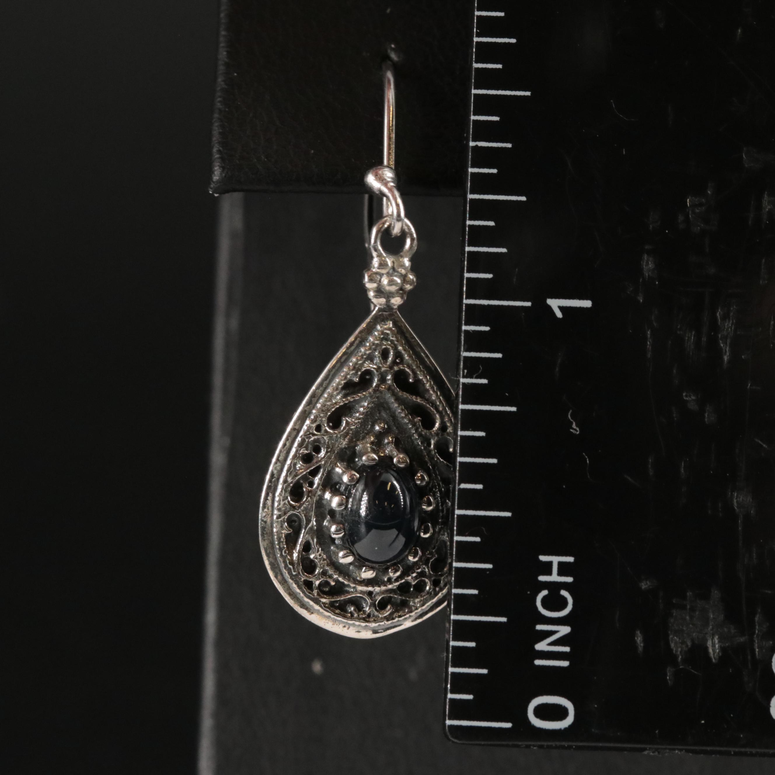 Metal Sapphire Dangle Earrings