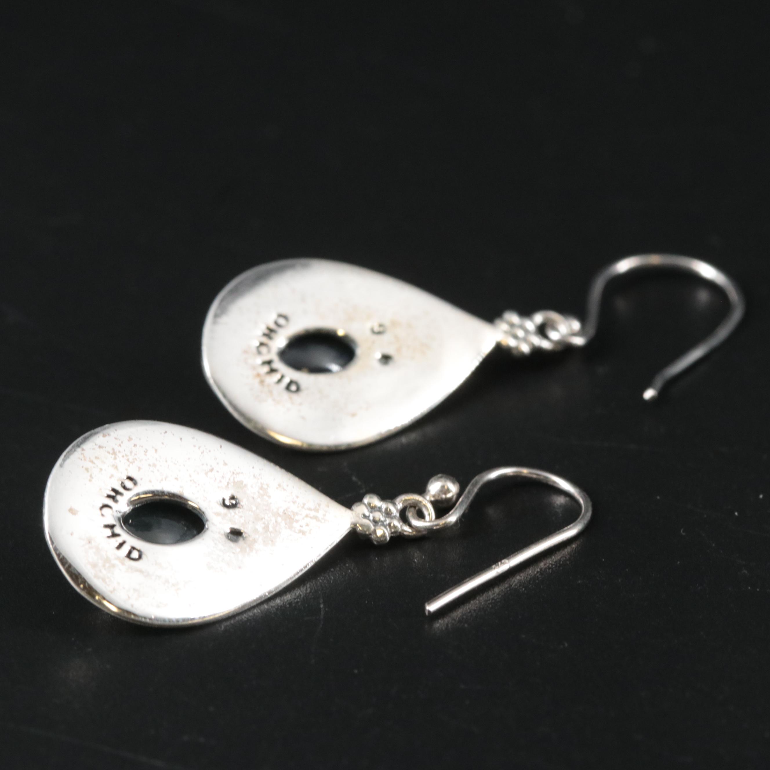 Metal Sapphire Dangle Earrings