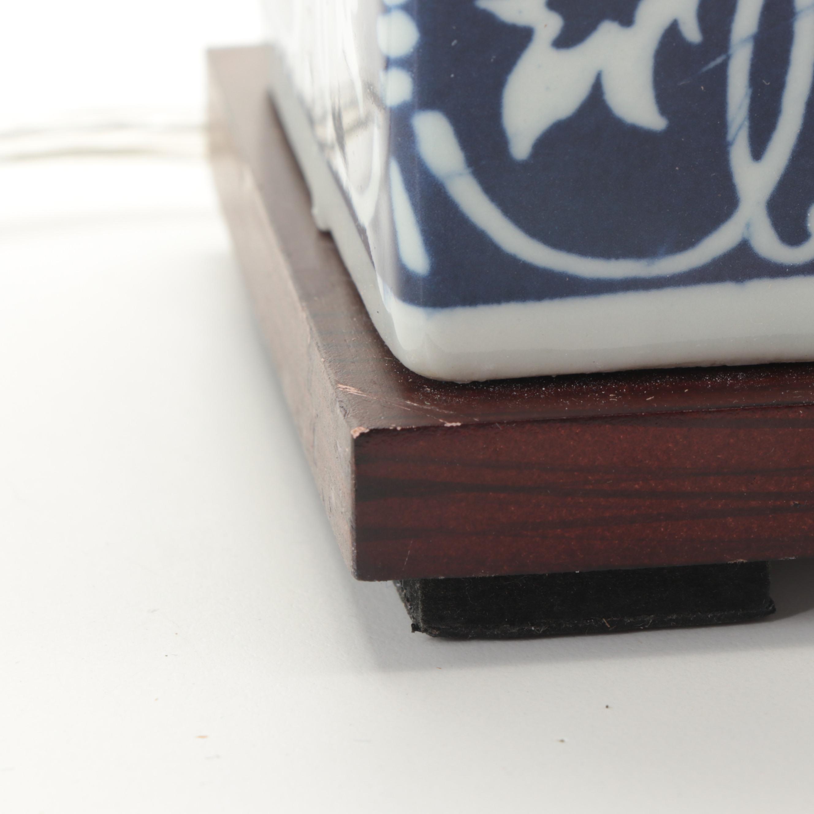 Pair of Ralph Lauren Blue and White Chinoiserie Ceramic Table Lamps