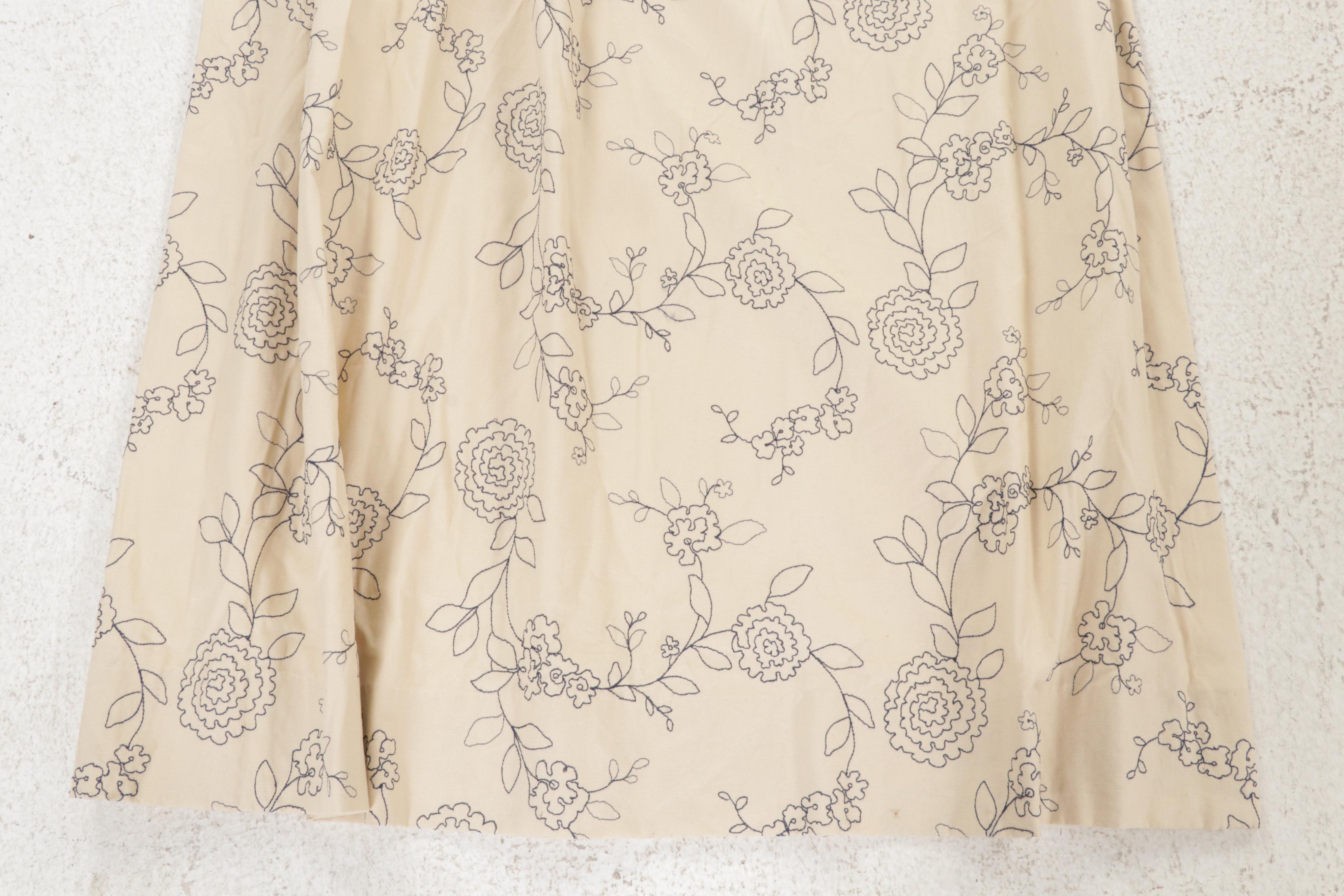 Pair of Custom Embroidered and Lined Pinch Pleat Drapery Panels