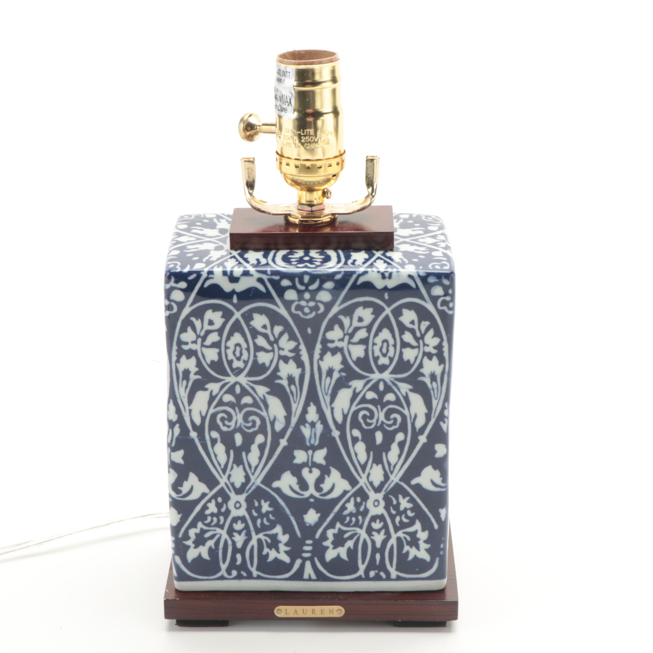 Pair of Ralph Lauren Blue and White Chinoiserie Ceramic Table Lamps