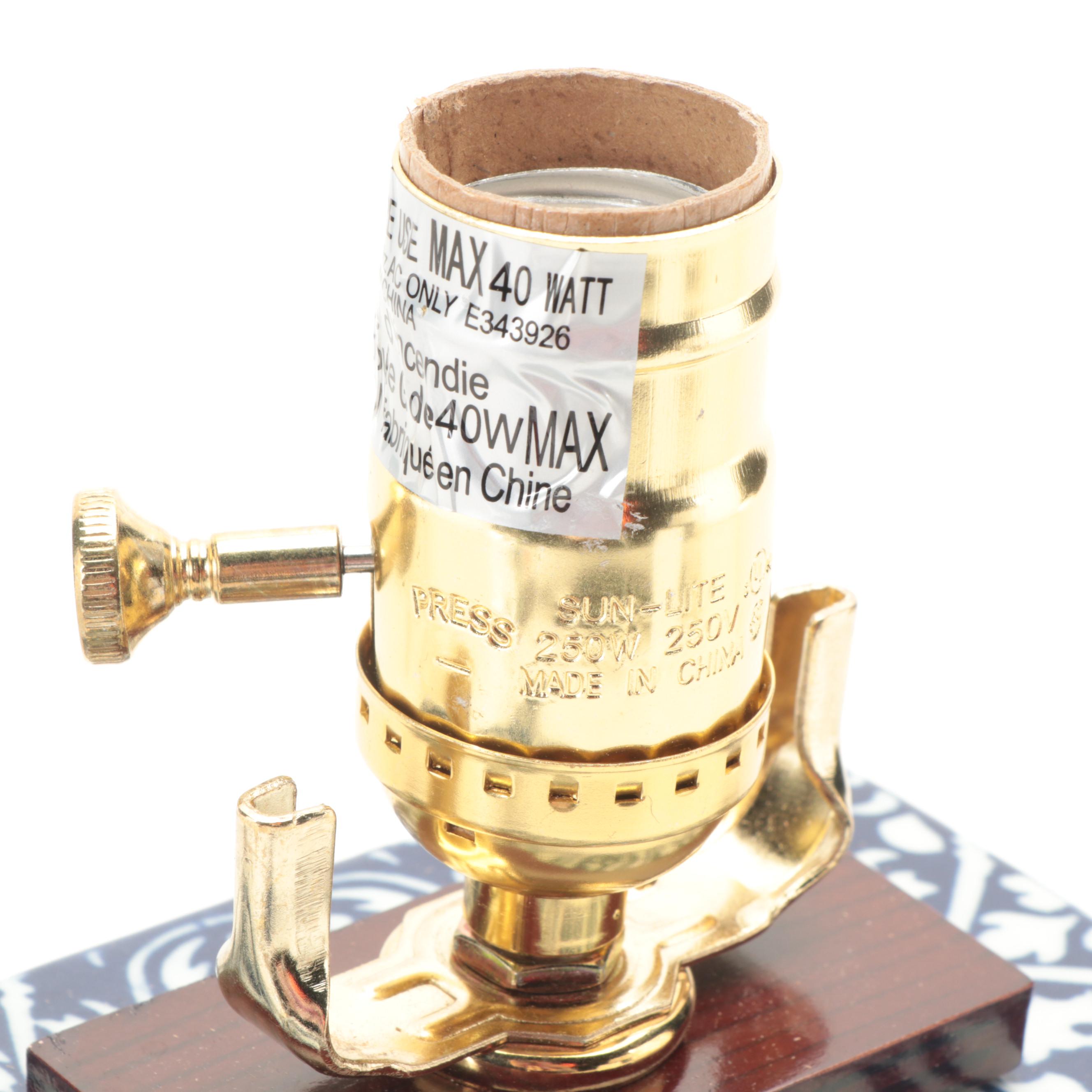 Pair of Ralph Lauren Blue and White Chinoiserie Ceramic Table Lamps