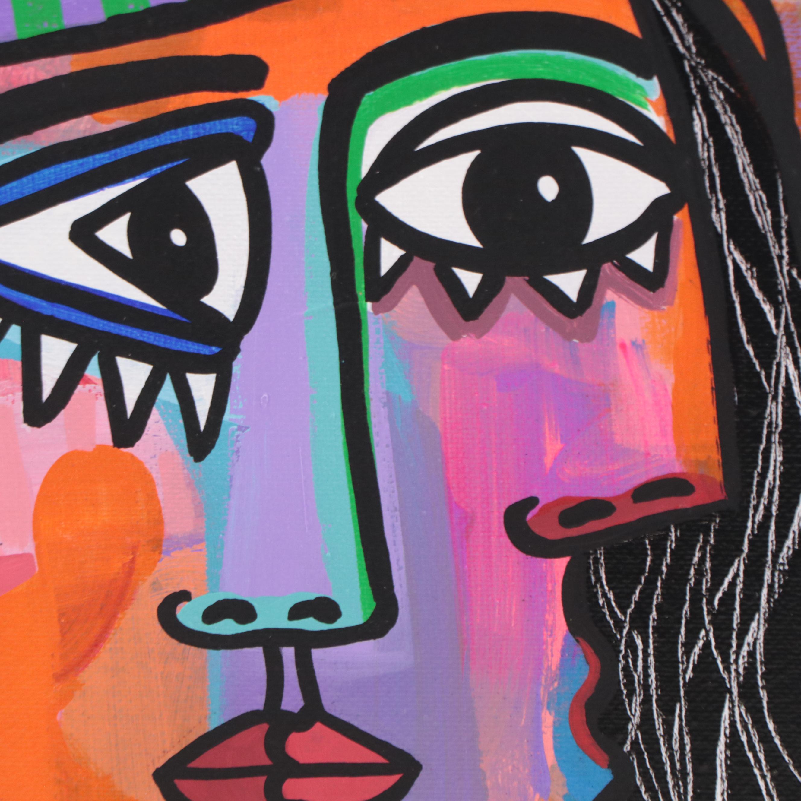 Michel Blázquez Acrylic Painting "Woman With Blue Hat," 2023