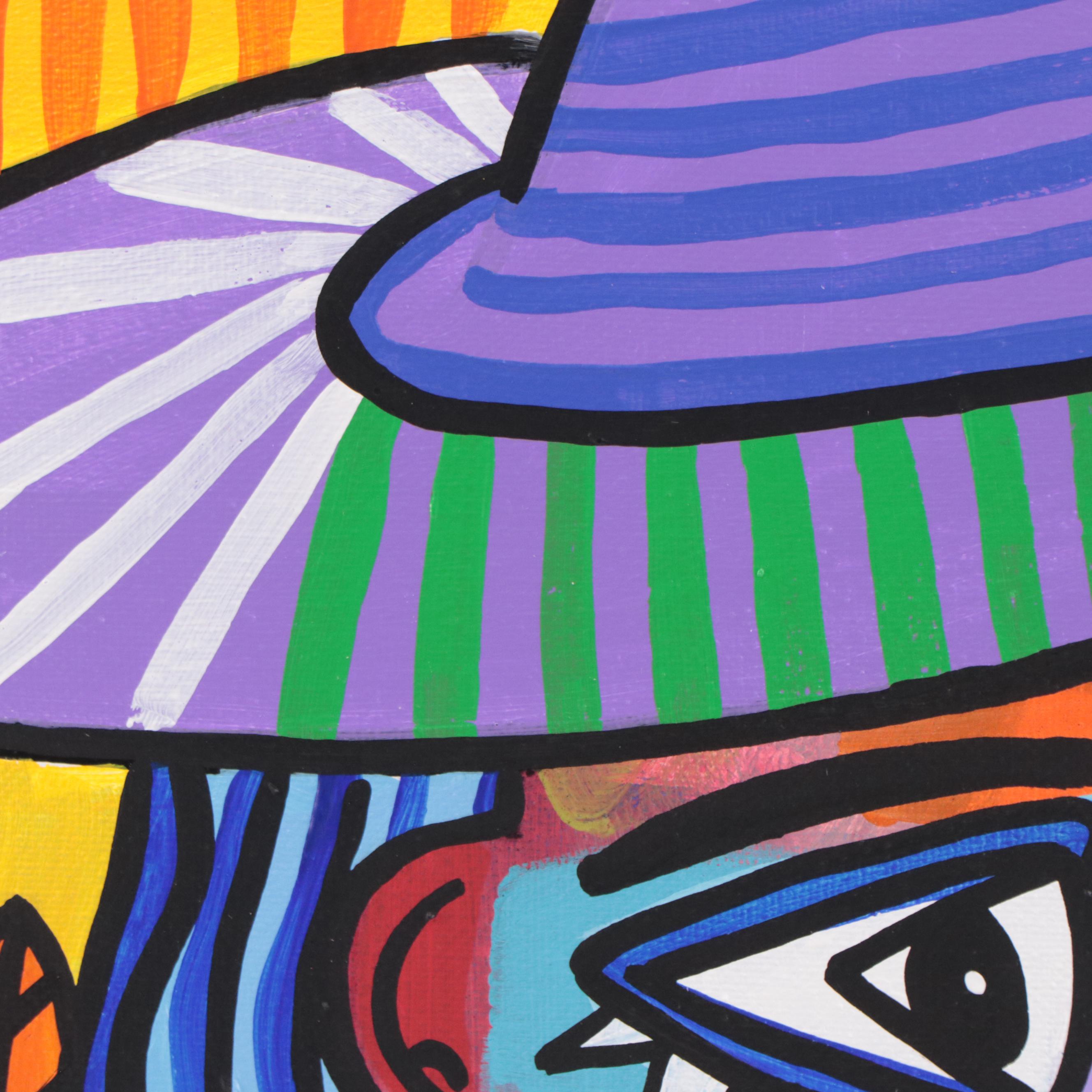 Michel Blázquez Acrylic Painting "Woman With Blue Hat," 2023