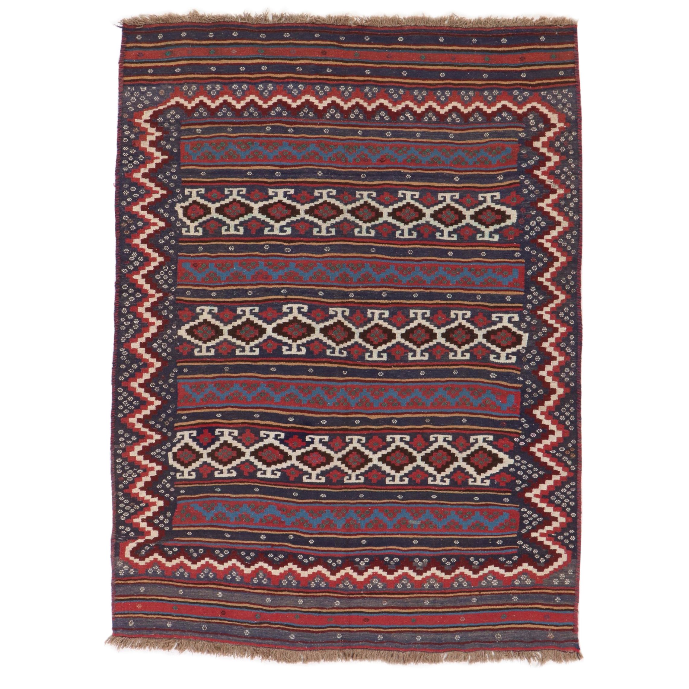 5'3 x 7'3 Handwoven Persian Qashqai Kilim Area Rug