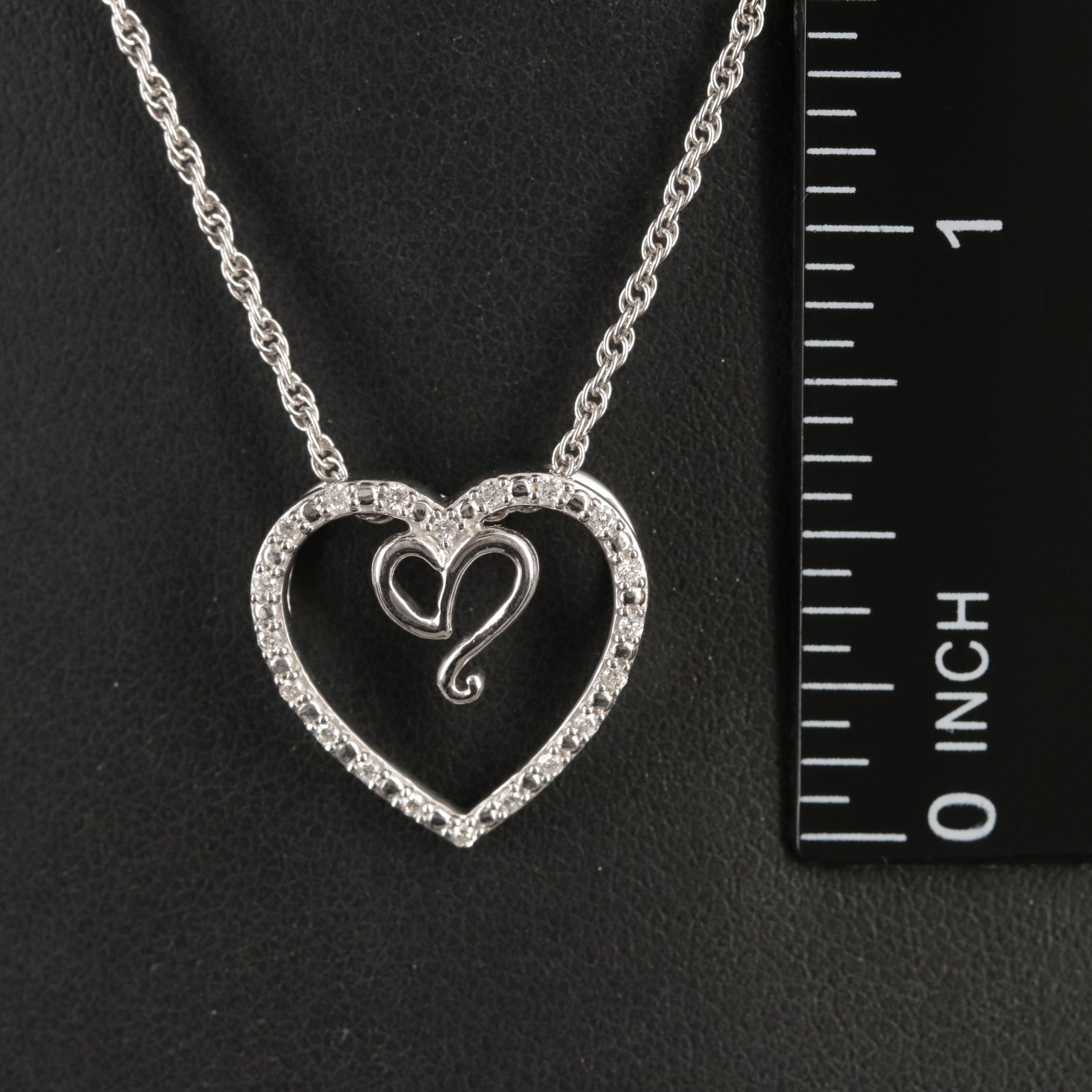 Sterling Diamond Heart Pendant Necklace